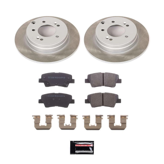 PowerStop rear semi-coated brake rotor kit for Kia Optima 2011-2016, performance brake kit with blank rotors