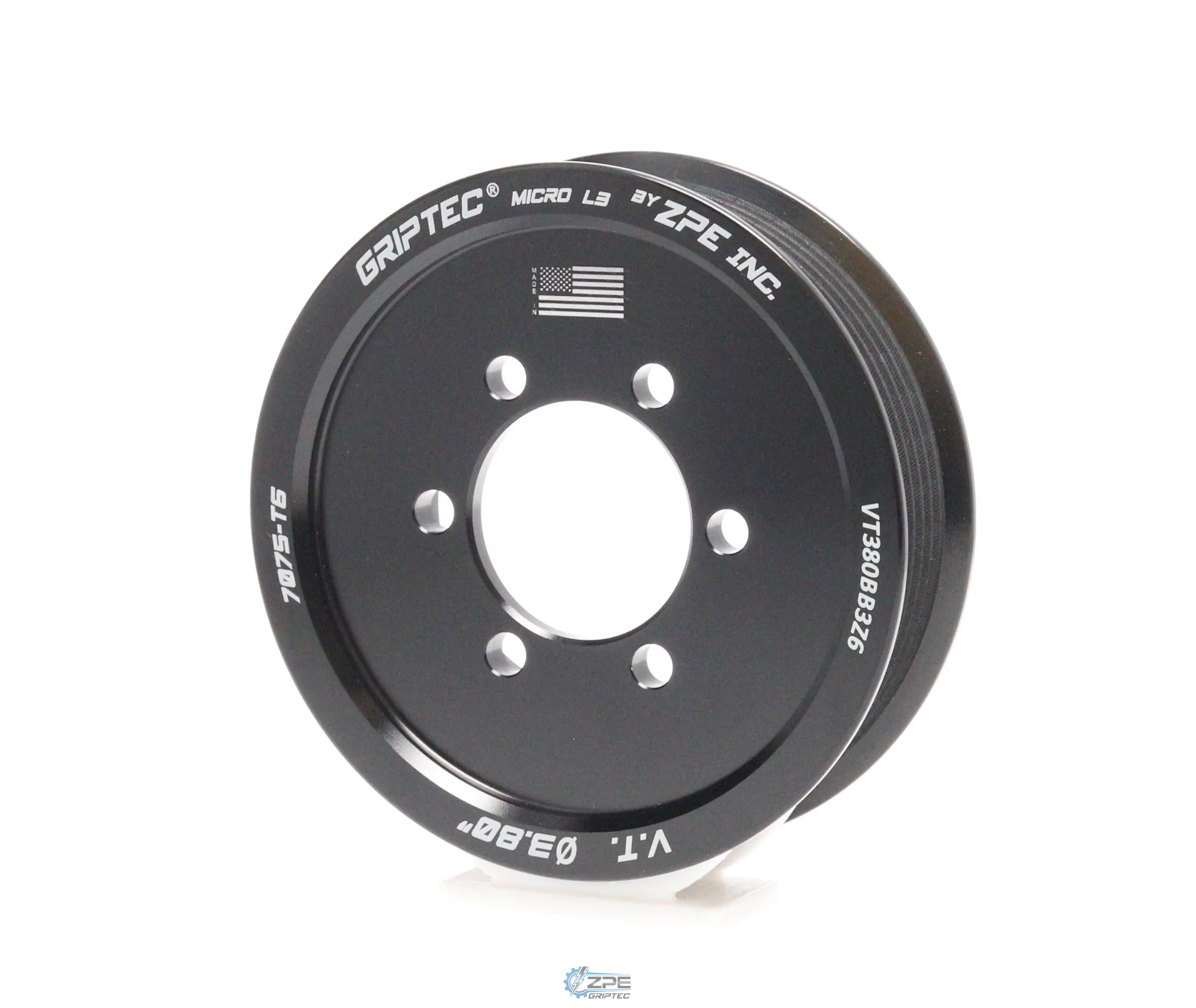 3.80" 6 Rib ZPE GripTec® 2pc Vortech YSi/JT/V3 L3 Black Pulley Only