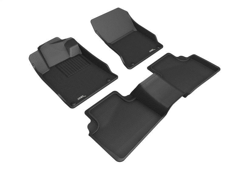 3D MAXpider black rubber floor mats for Nissan Altima 2019-2025, full set with textured surface and custom fit.