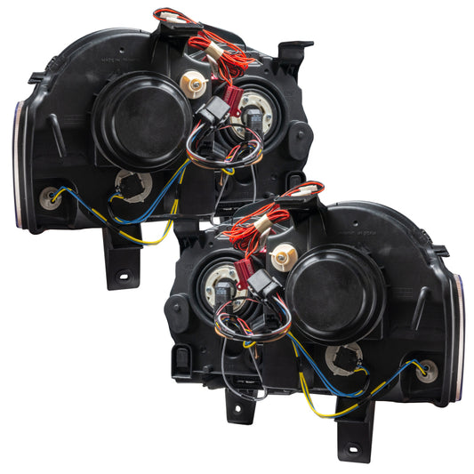 Oracle Jeep Grand Cherokee headlights with white HID and SMD LED accents, designed for model years 2008-2010.