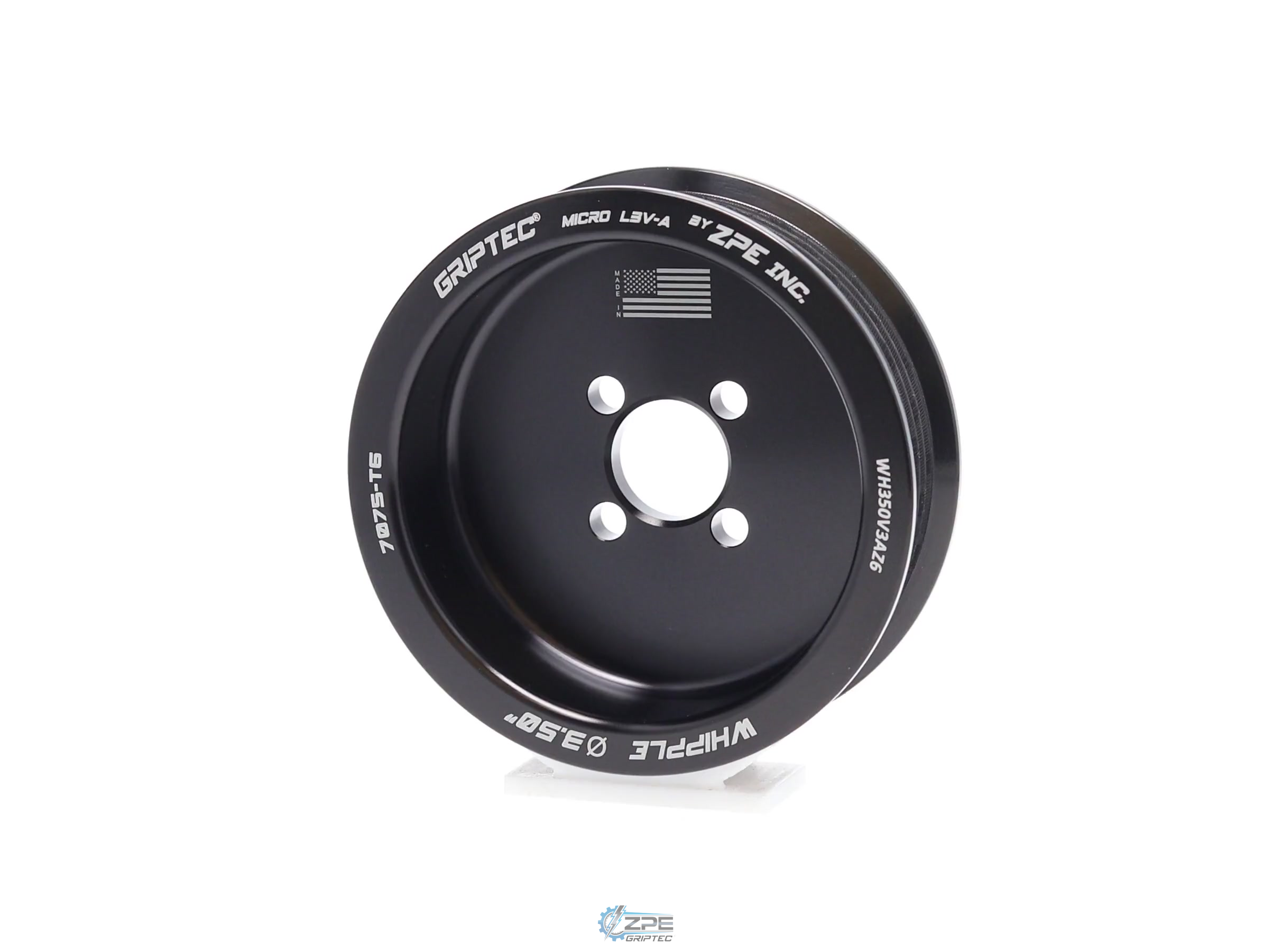 3.50" 6 Rib ZPE GripTec® Whipple Standard L3V-A Black Pulley
