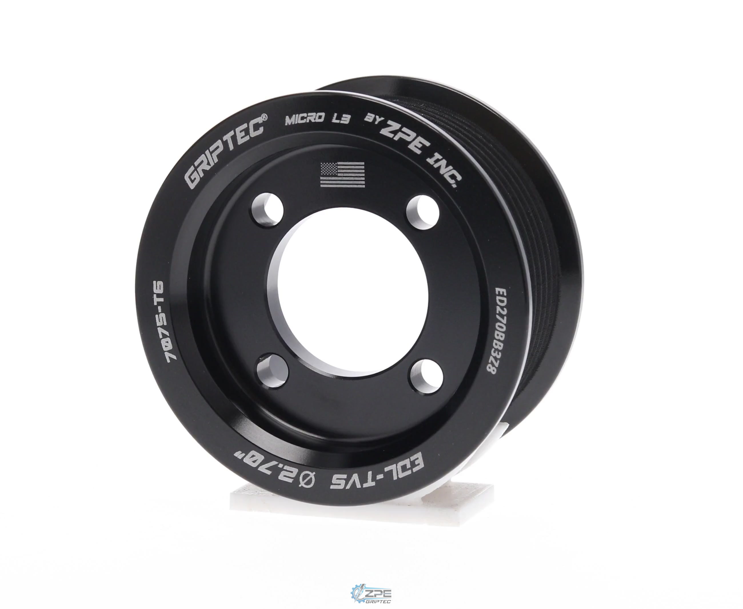 2.70" 8 Rib ZPE GripTec® 2pc Edelbrock TVS L3 Black Pulley Only