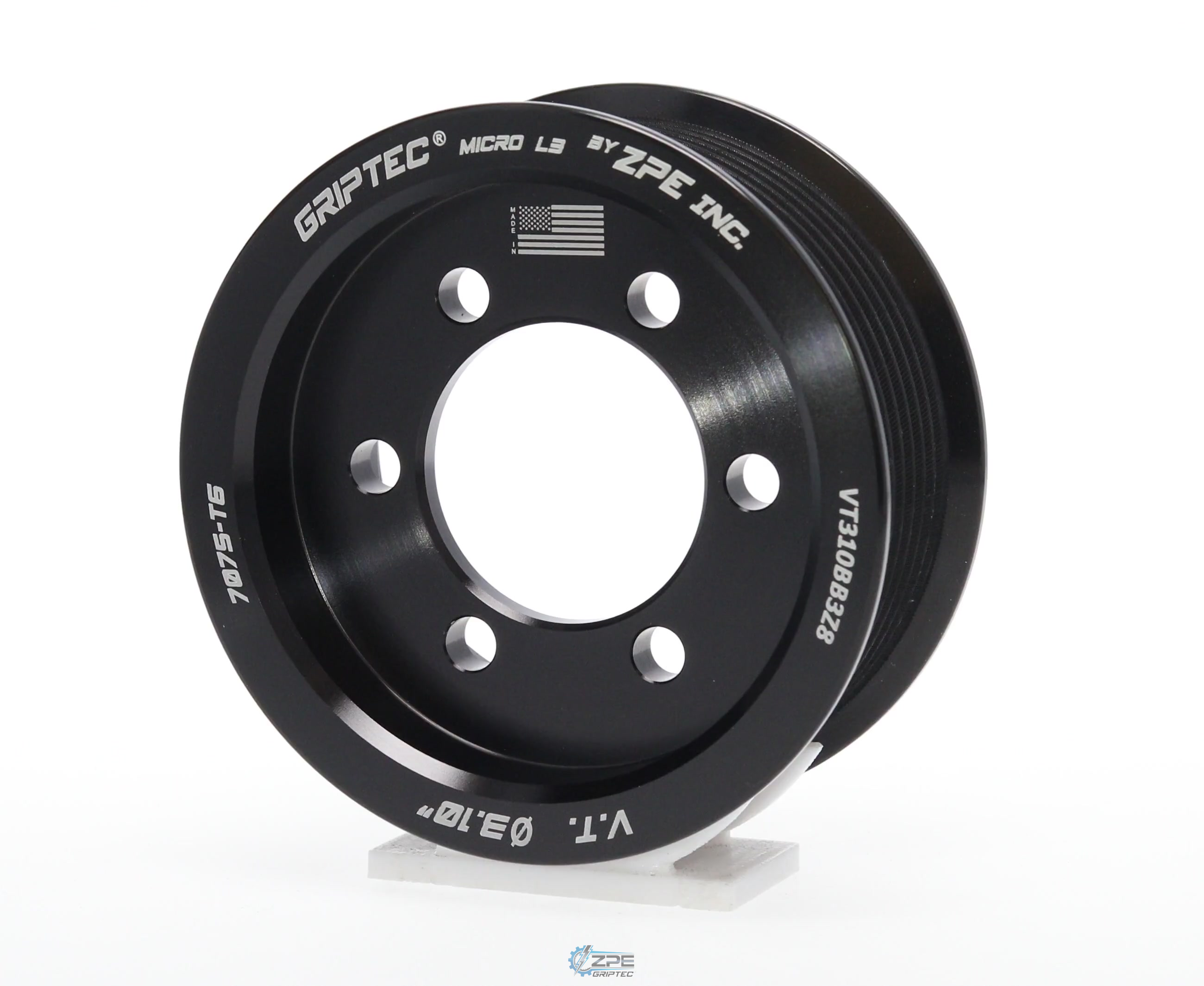 3.10" 8 Rib ZPE GripTec® 2pc Vortech YSi/JT/V3 L3 Black Pulley Only
