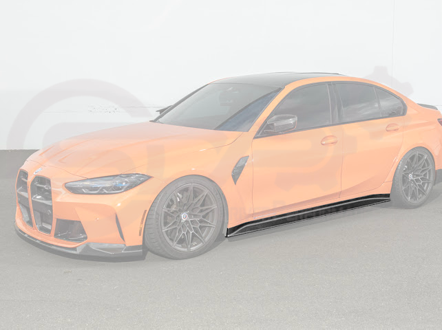 2021-UP BMW G80 M3 SEDAN | 3D STYLE CARBON FIBER ADD-ON SIDE SKIRTS ROCKER PANEL EXTENSION GROUND EFFECTS