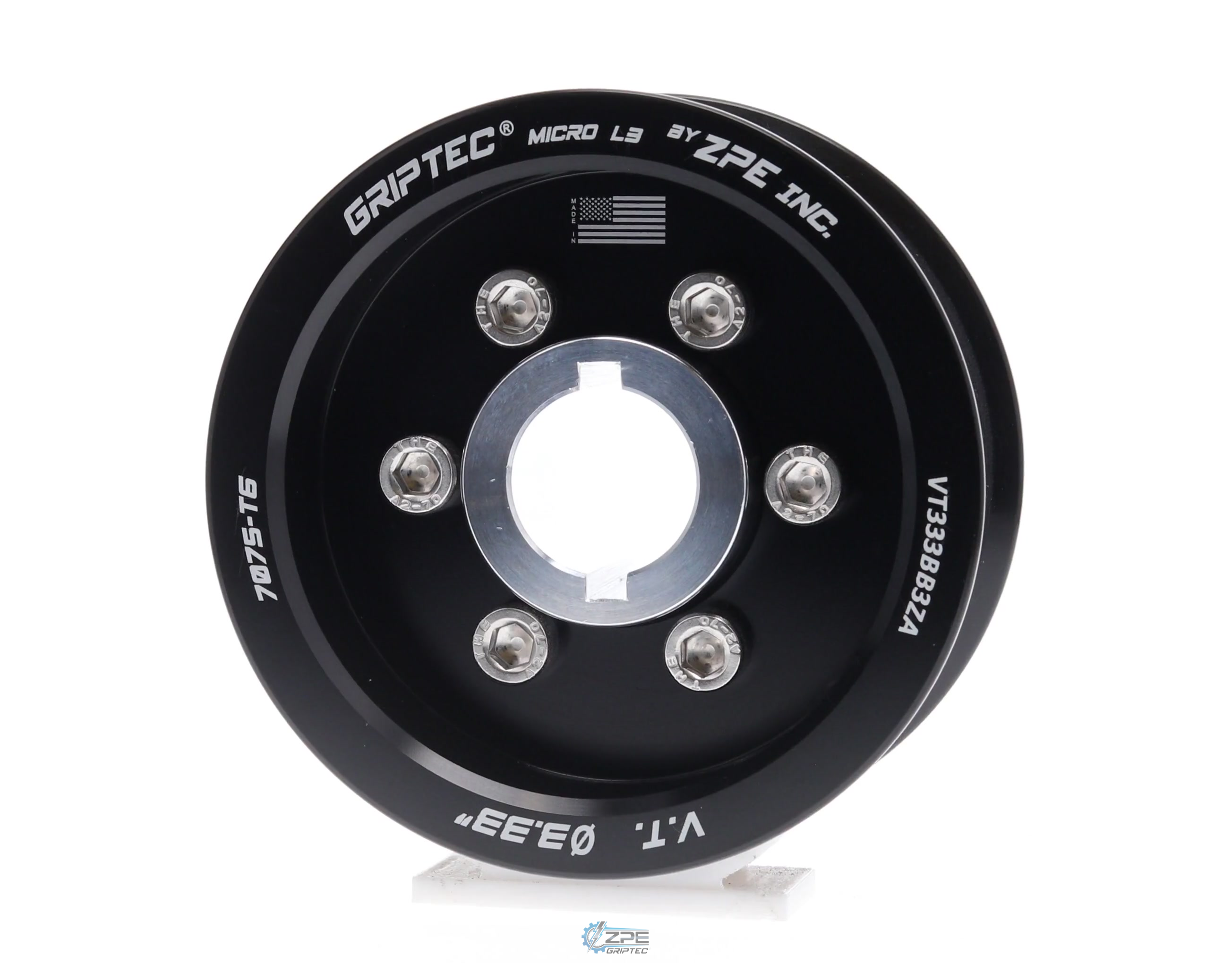 3.33" 10 Rib ZPE GripTec® 2pc Vortech YSi/JT/V3 L3 Black Pulley & Hub Kit