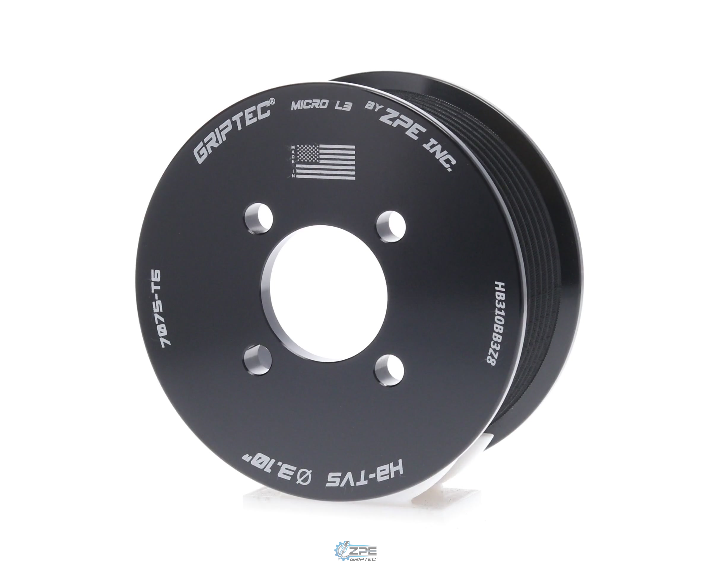 3.10" 8 Rib ZPE GripTec® 2pc Magnuson Heartbeat TVS L3 Black Pulley Only