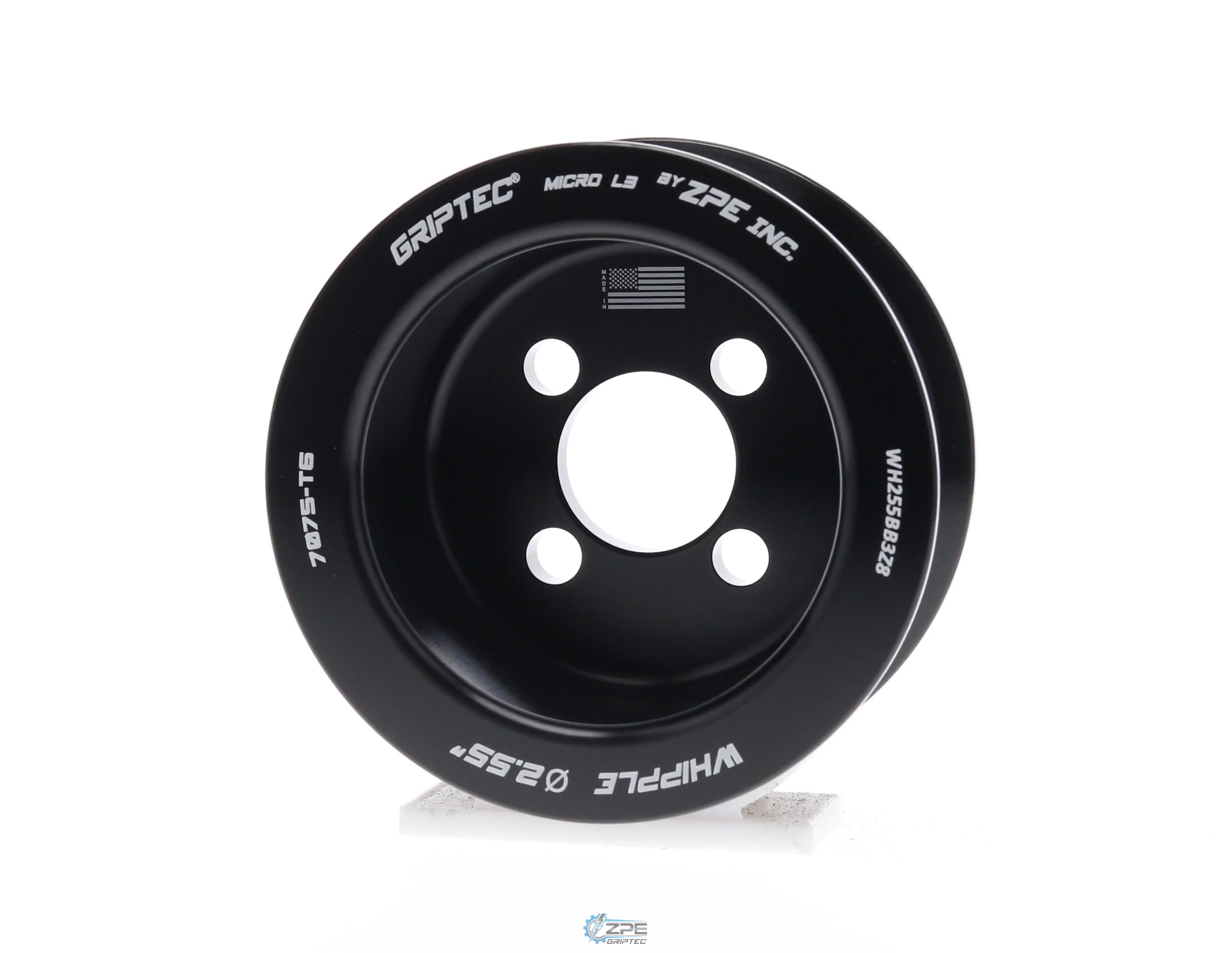 2.55" 8 Rib ZPE GripTec® Whipple Standard L3 Black Pulley