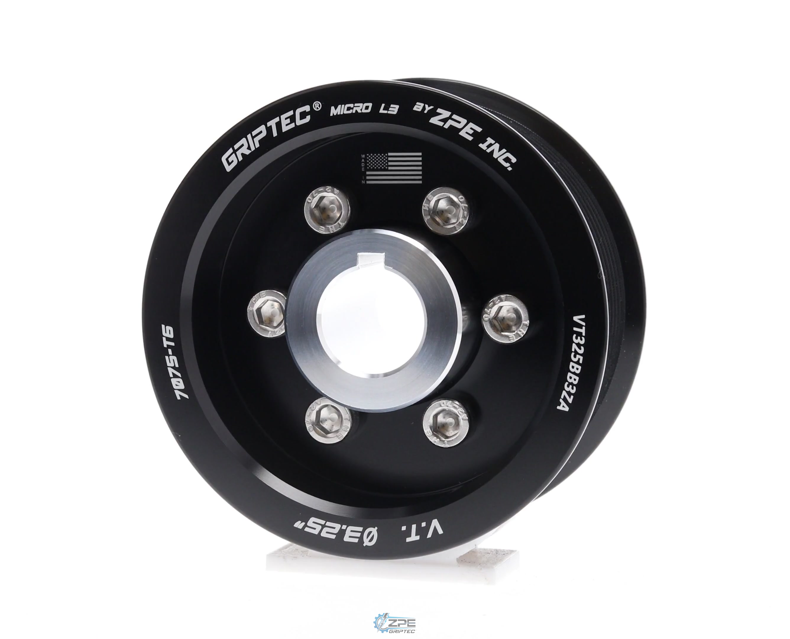 3.25" 10 Rib ZPE GripTec® 2pc Vortech YSi/JT/V3 L3 Black Pulley & Hub Kit
