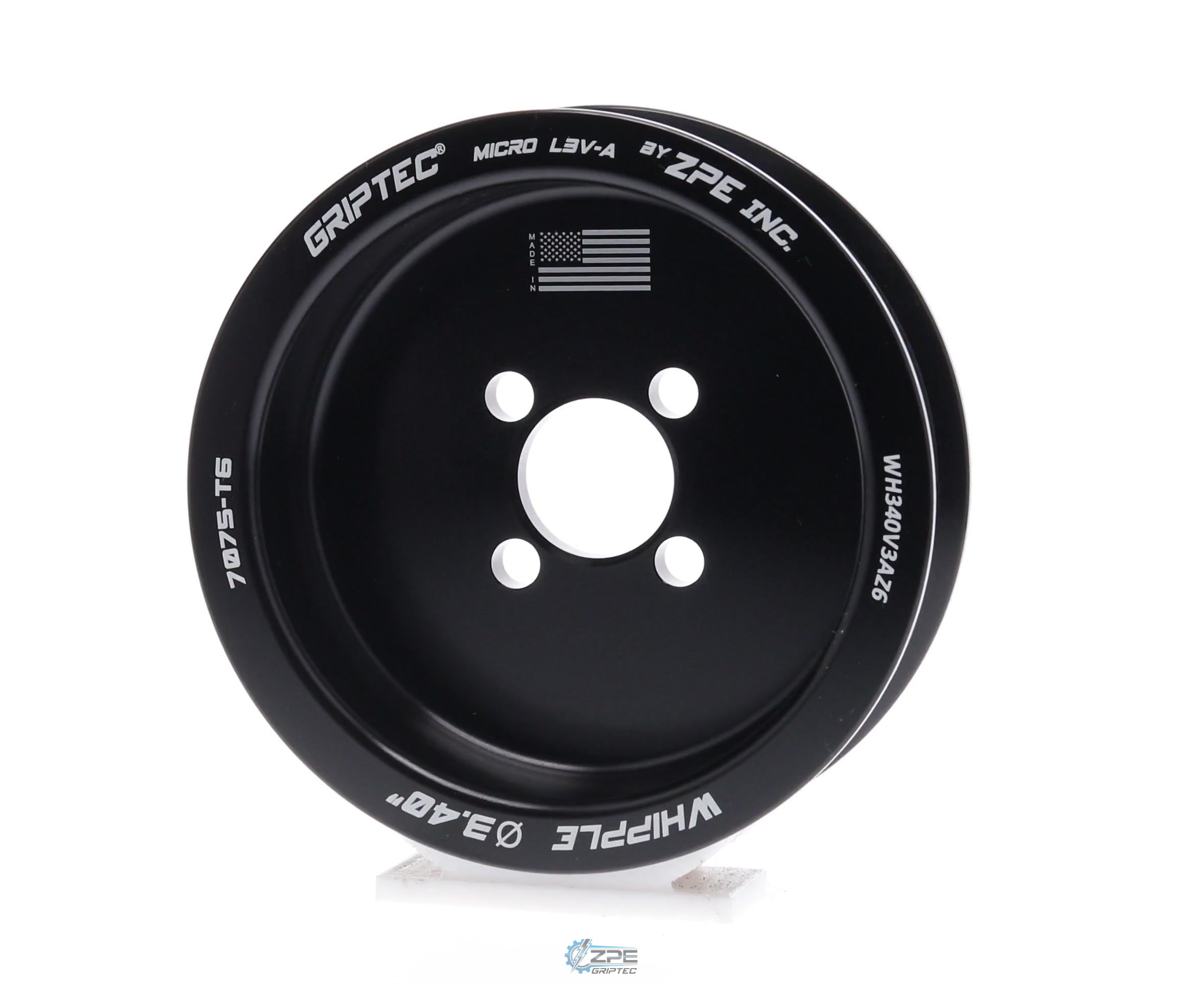 3.40" 6 Rib ZPE GripTec® Whipple Standard L3V-A Black Pulley