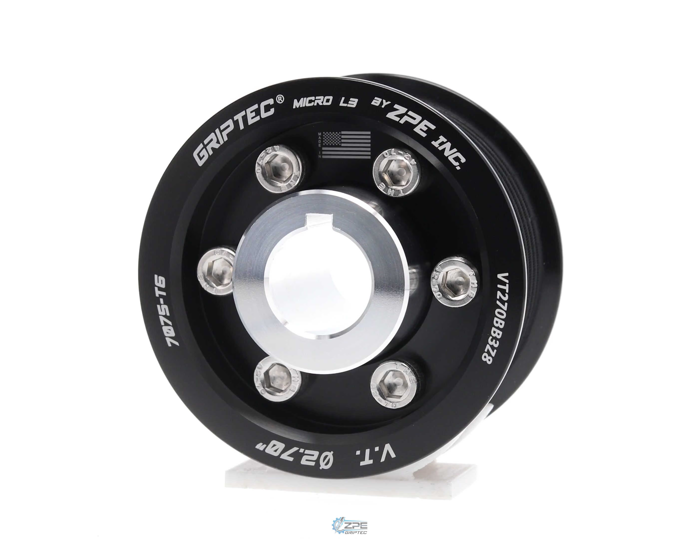 2.70" 8 Rib ZPE GripTec® 2pc Vortech YSi/JT/V3 L3 Black Pulley & Hub Kit