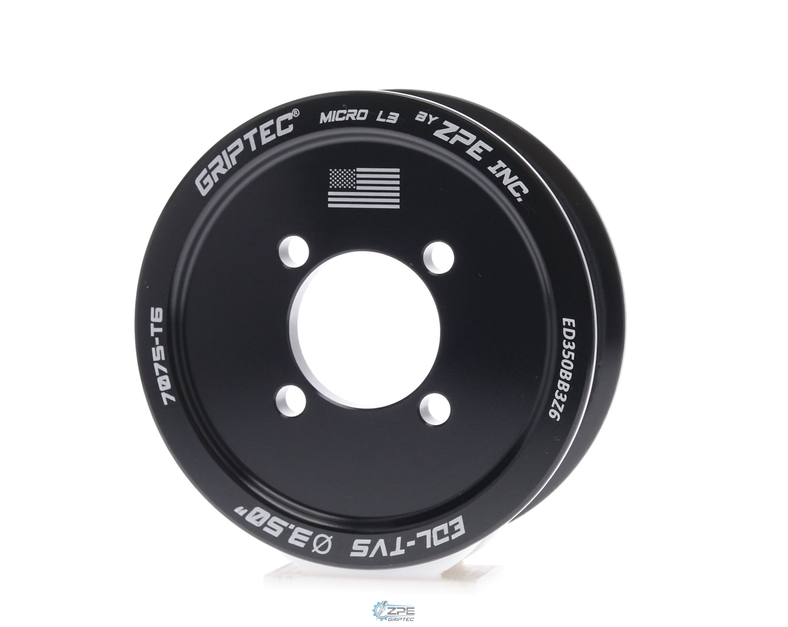 3.50" 6 Rib ZPE GripTec® 2pc Edelbrock TVS L3 Black Pulley Only