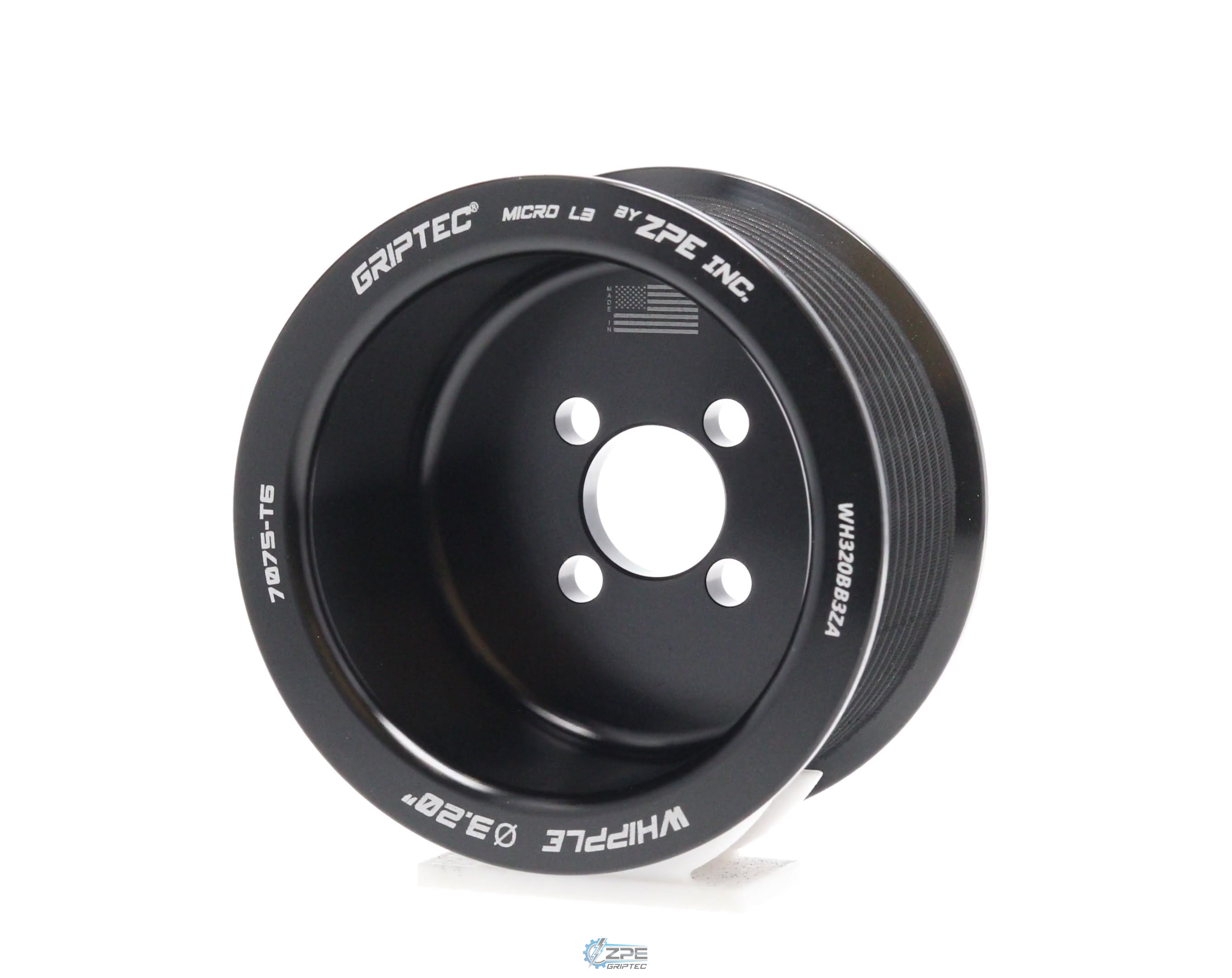 3.20" 10 Rib ZPE GripTec® Whipple Standard L3 Black Pulley