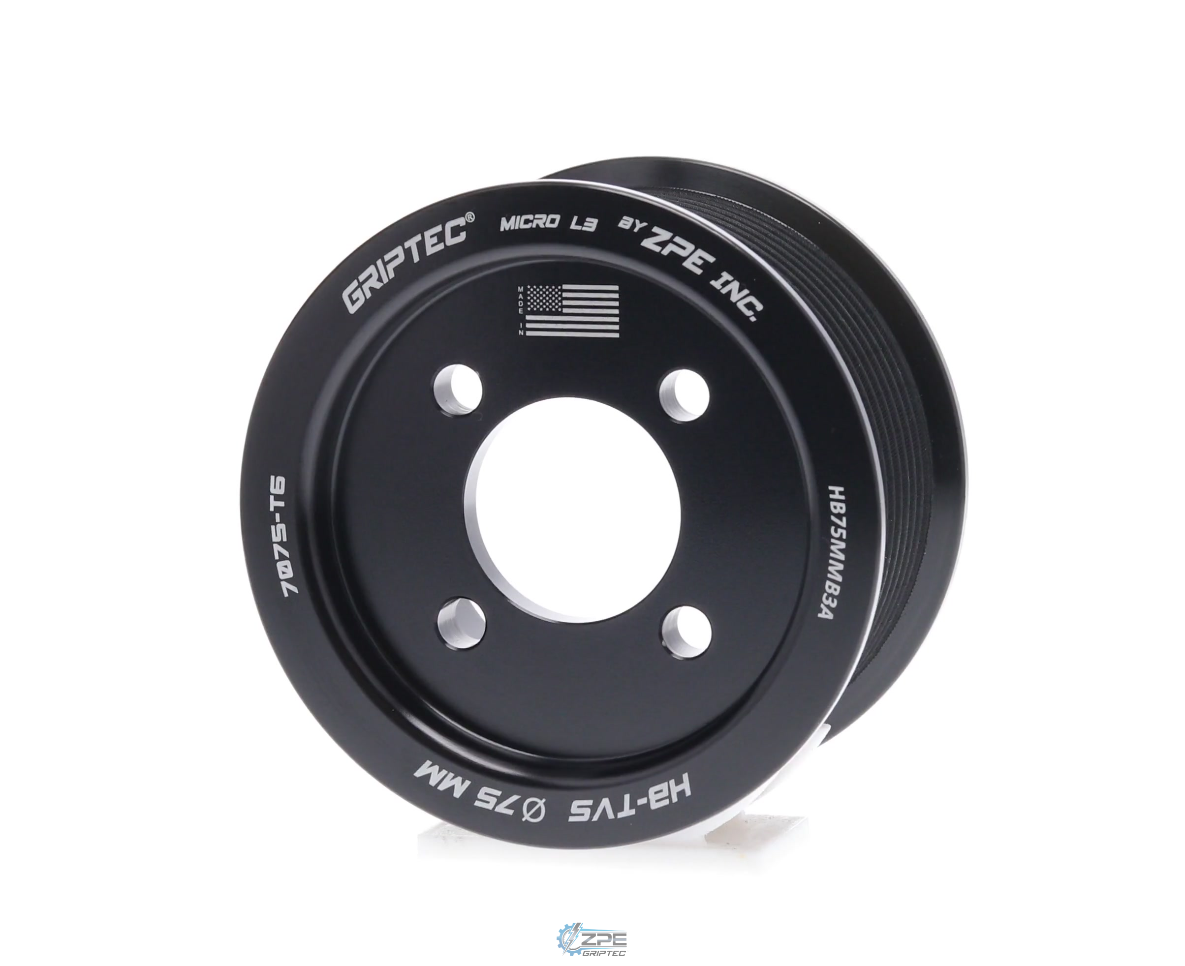 75mm 10 Rib ZPE GripTec® 2pc Magnuson Heartbeat TVS L3 Black Pulley Only