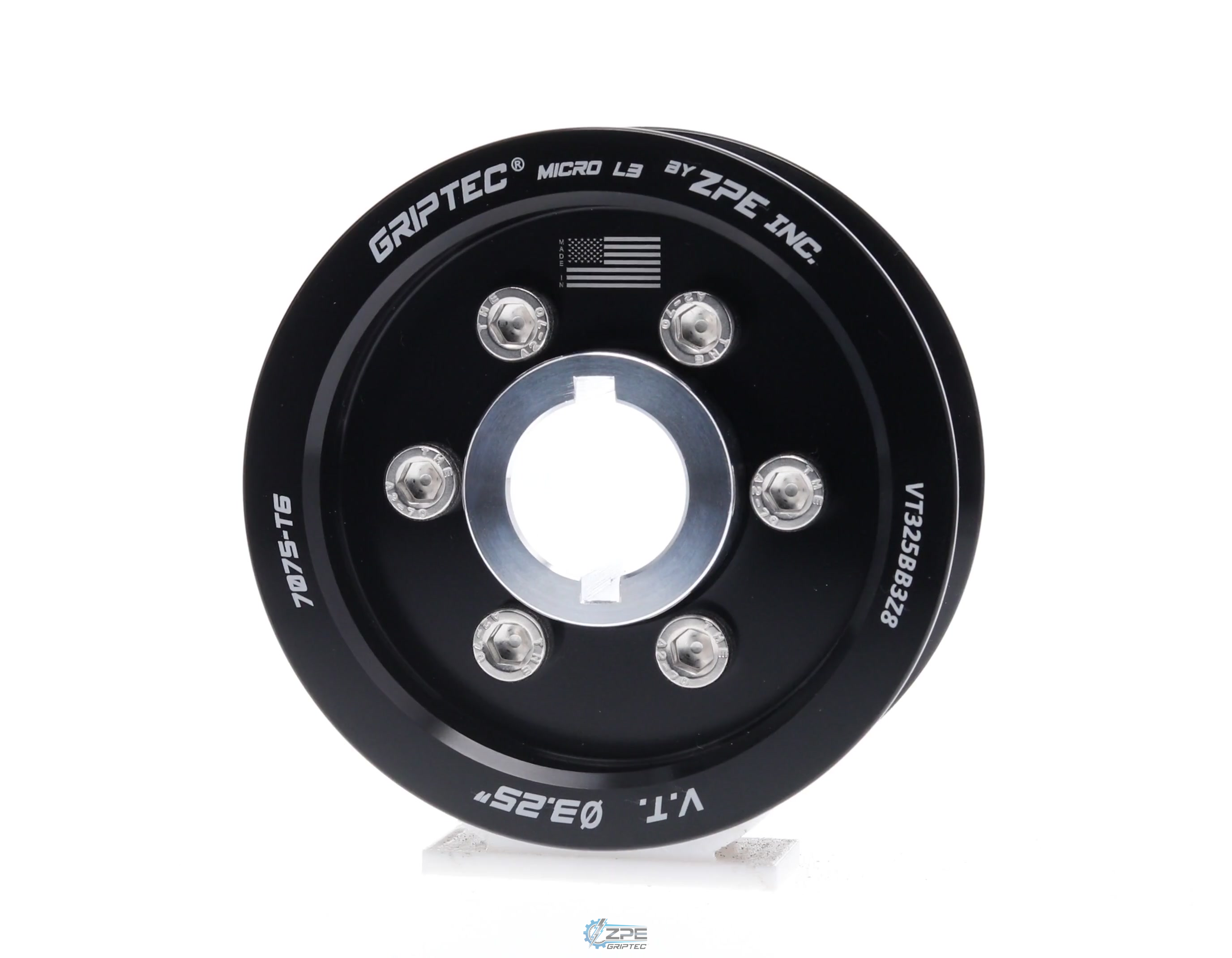 3.25" 8 Rib ZPE GripTec® 2pc Vortech YSi/JT/V3 L3 Black Pulley & Hub Kit