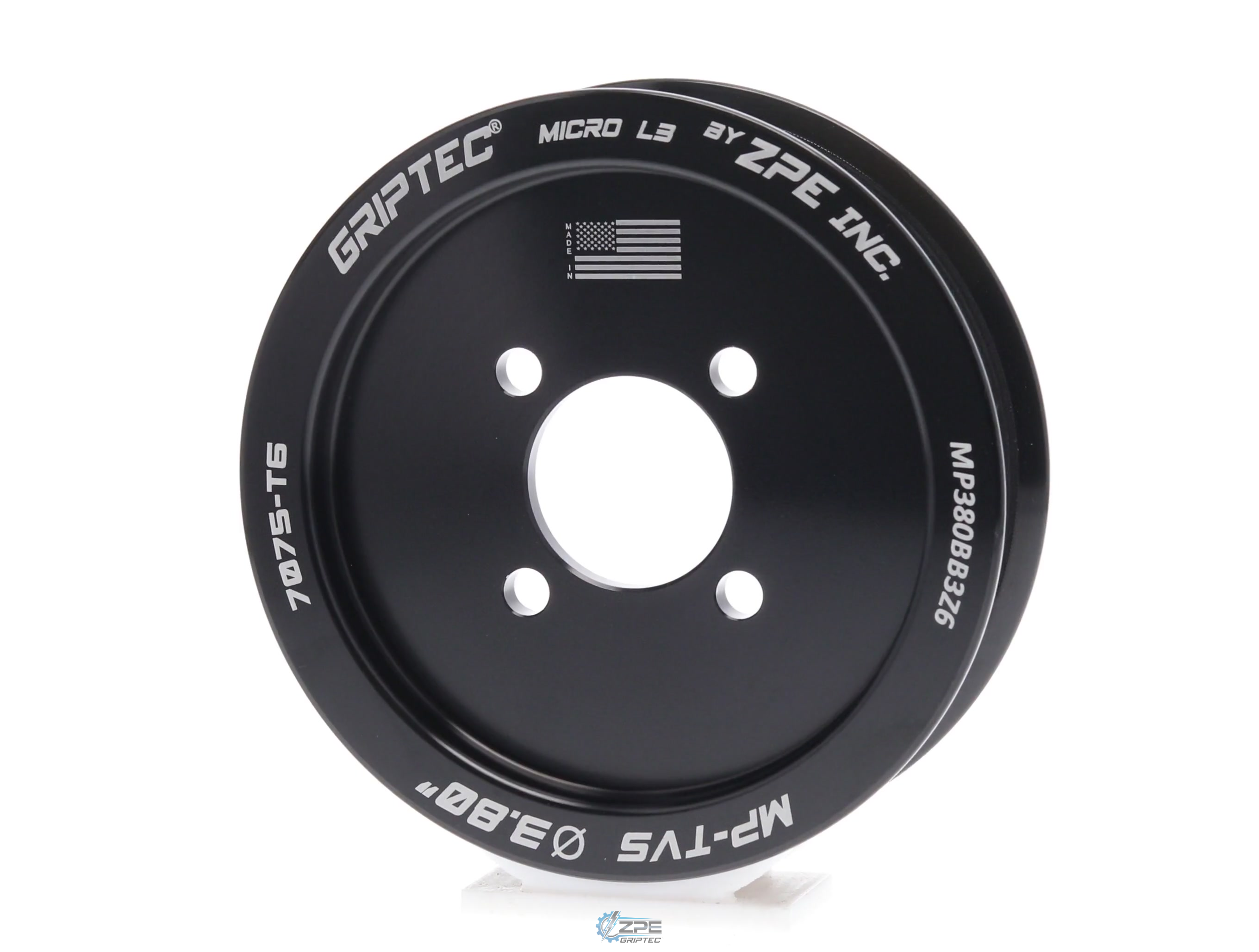 3.80" 6 Rib ZPE GripTec® 2pc Magnuson TVS L3 Black Pulley Only