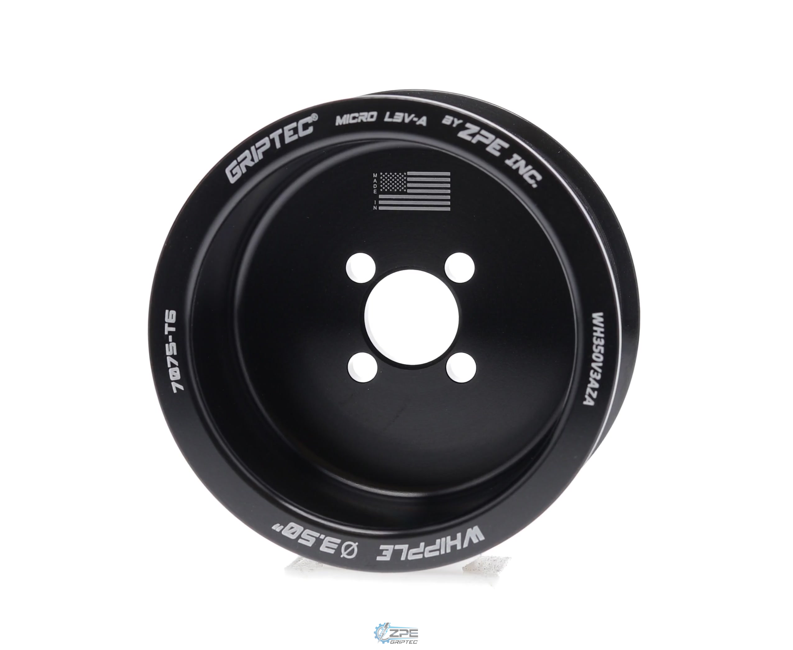 3.50" 10 Rib ZPE GripTec® Whipple Standard L3V-A Black Pulley