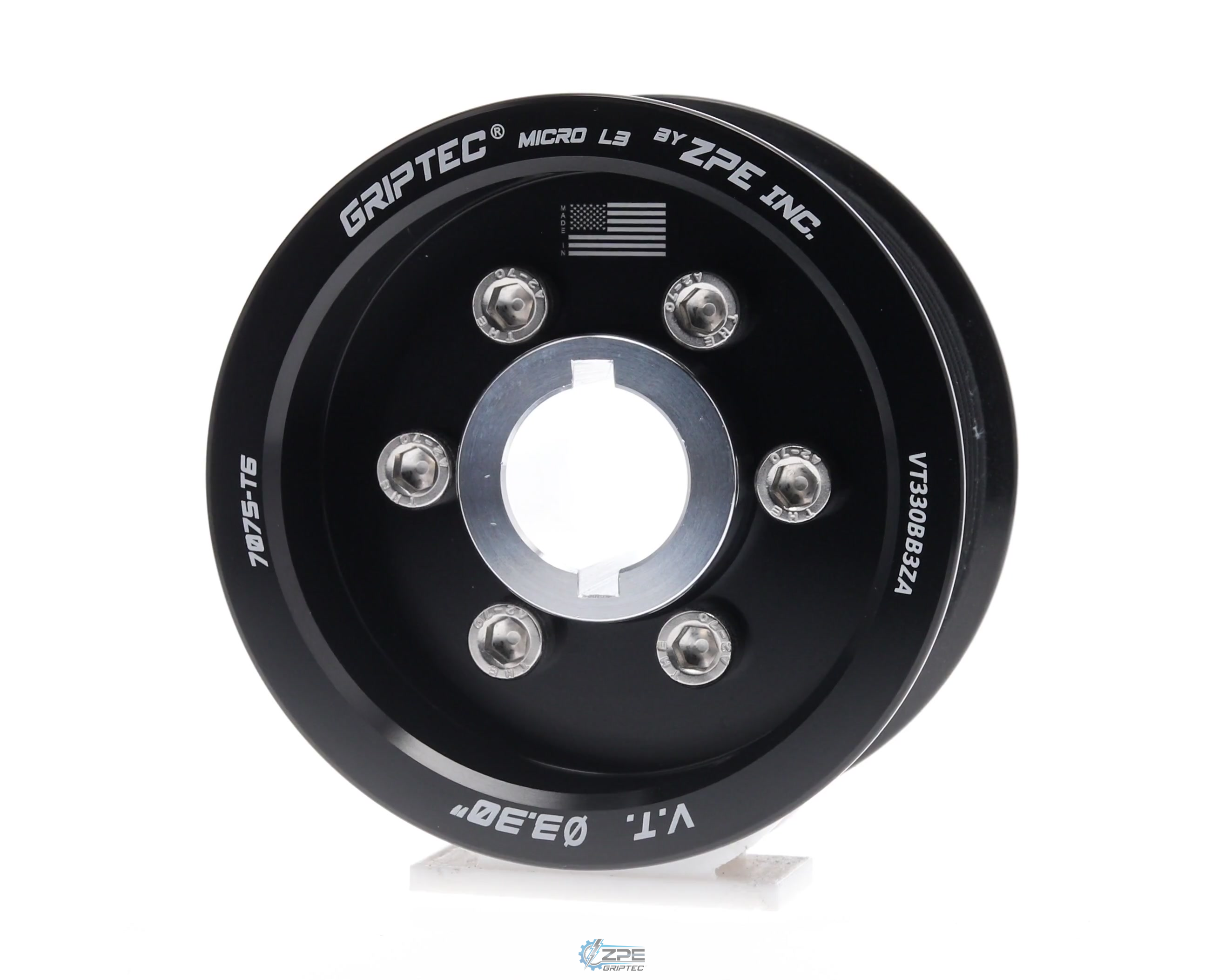 3.30" 10 Rib ZPE GripTec® 2pc Vortech YSi/JT/V3 L3 Black Pulley & Hub Kit