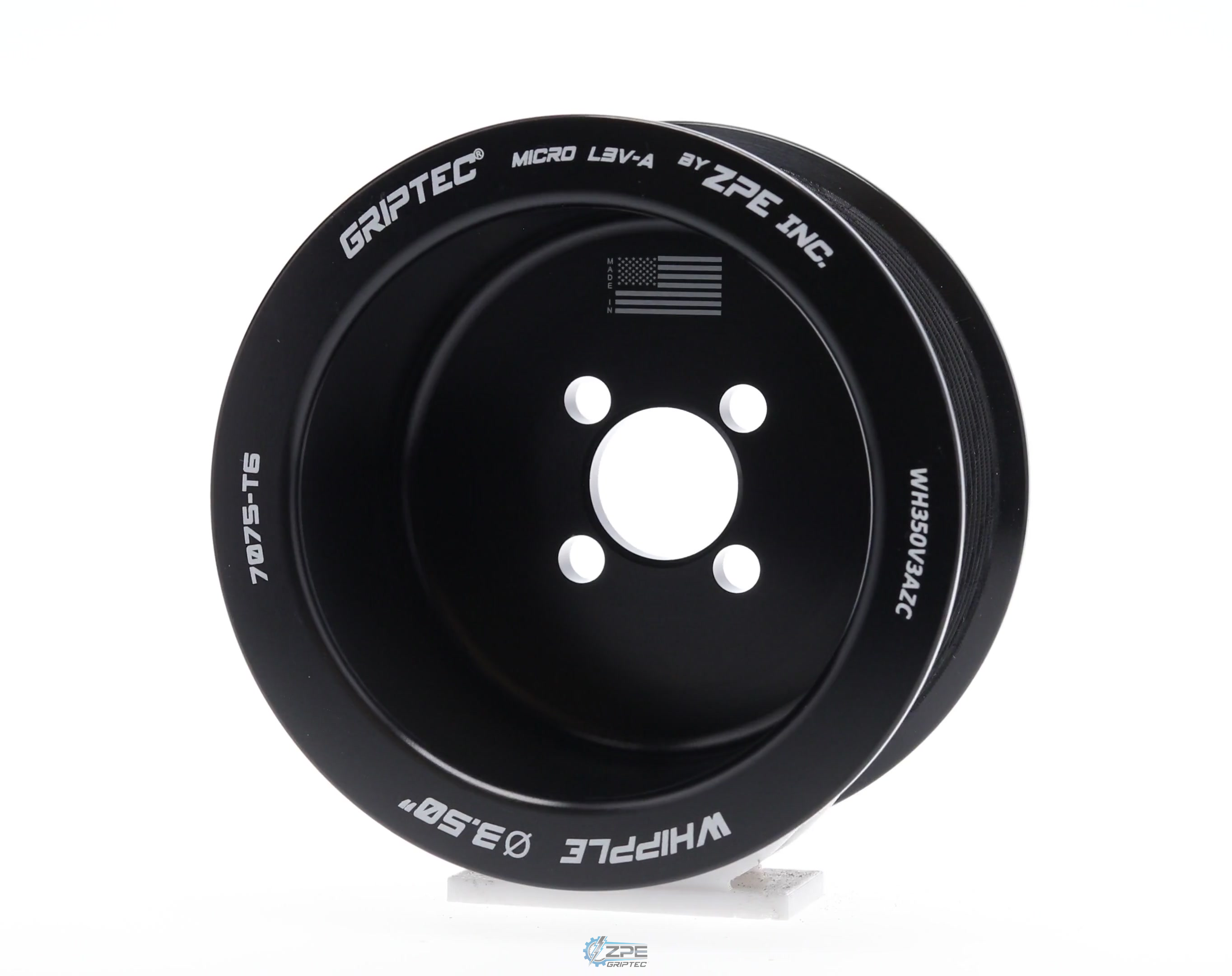 3.50" 12 Rib ZPE GripTec® Whipple Standard L3V-A Black Pulley