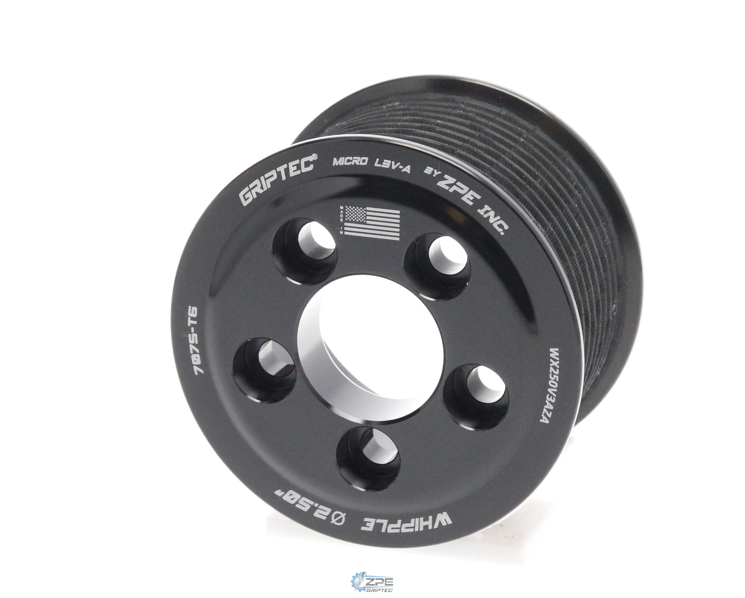2.50" 10 Rib ZPE GripTec® Whipple 5 Bolt L3V-A Black Pulley Only