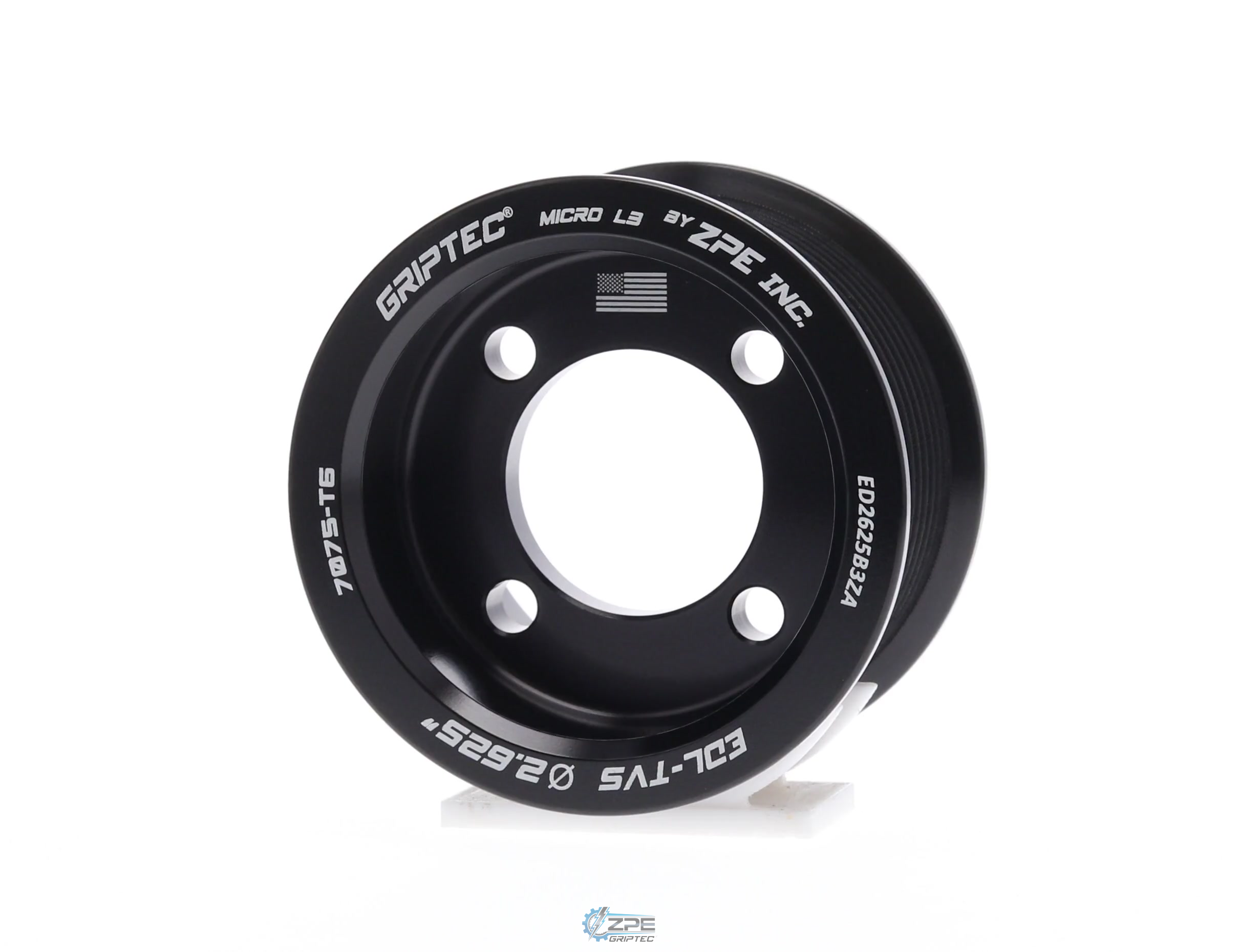 2.625" 10 Rib ZPE GripTec® 2pc Edelbrock TVS L3 Black Pulley Only