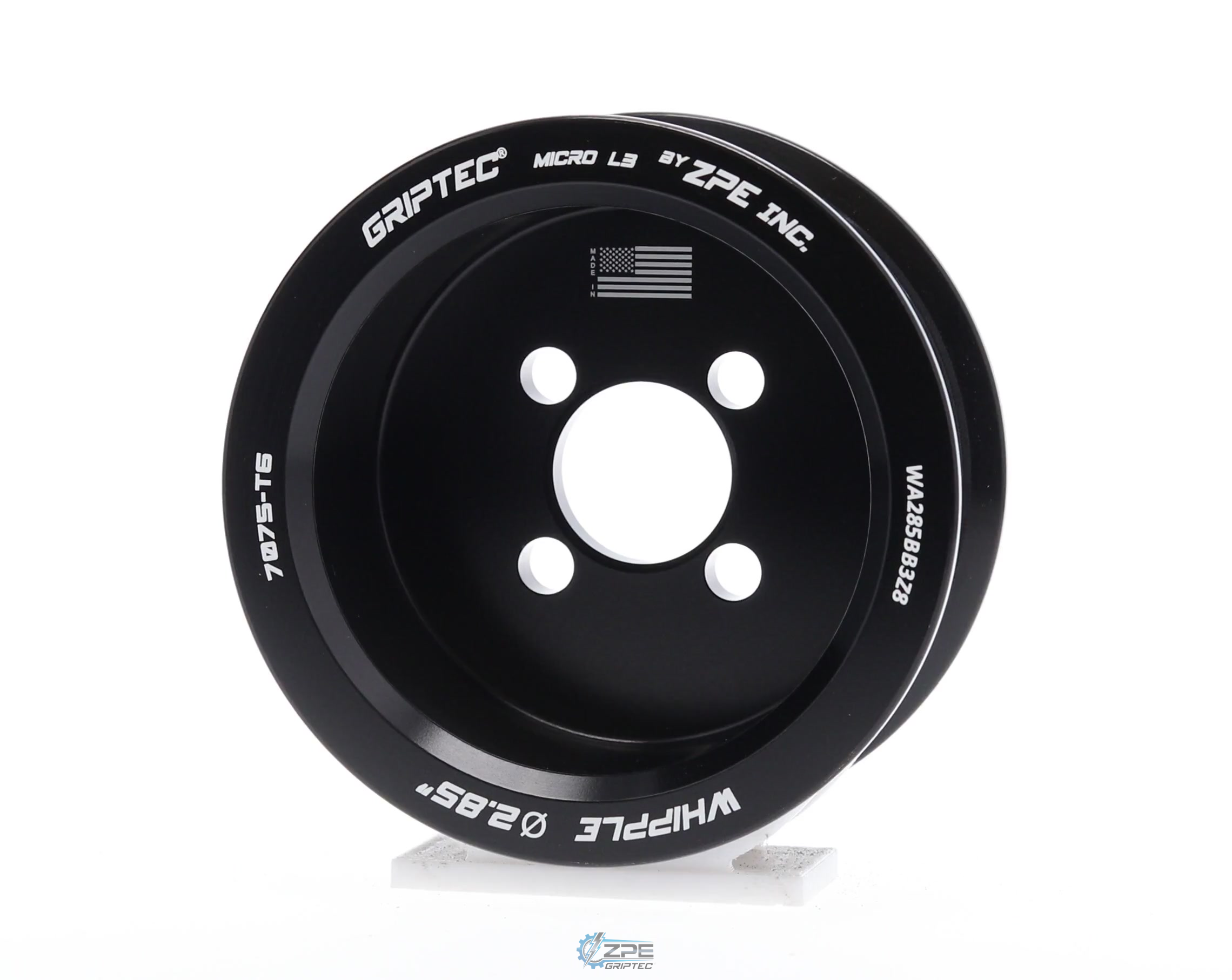 2.85" 8 Rib ZPE GripTec® Whipple Cobra L3 Black Pulley