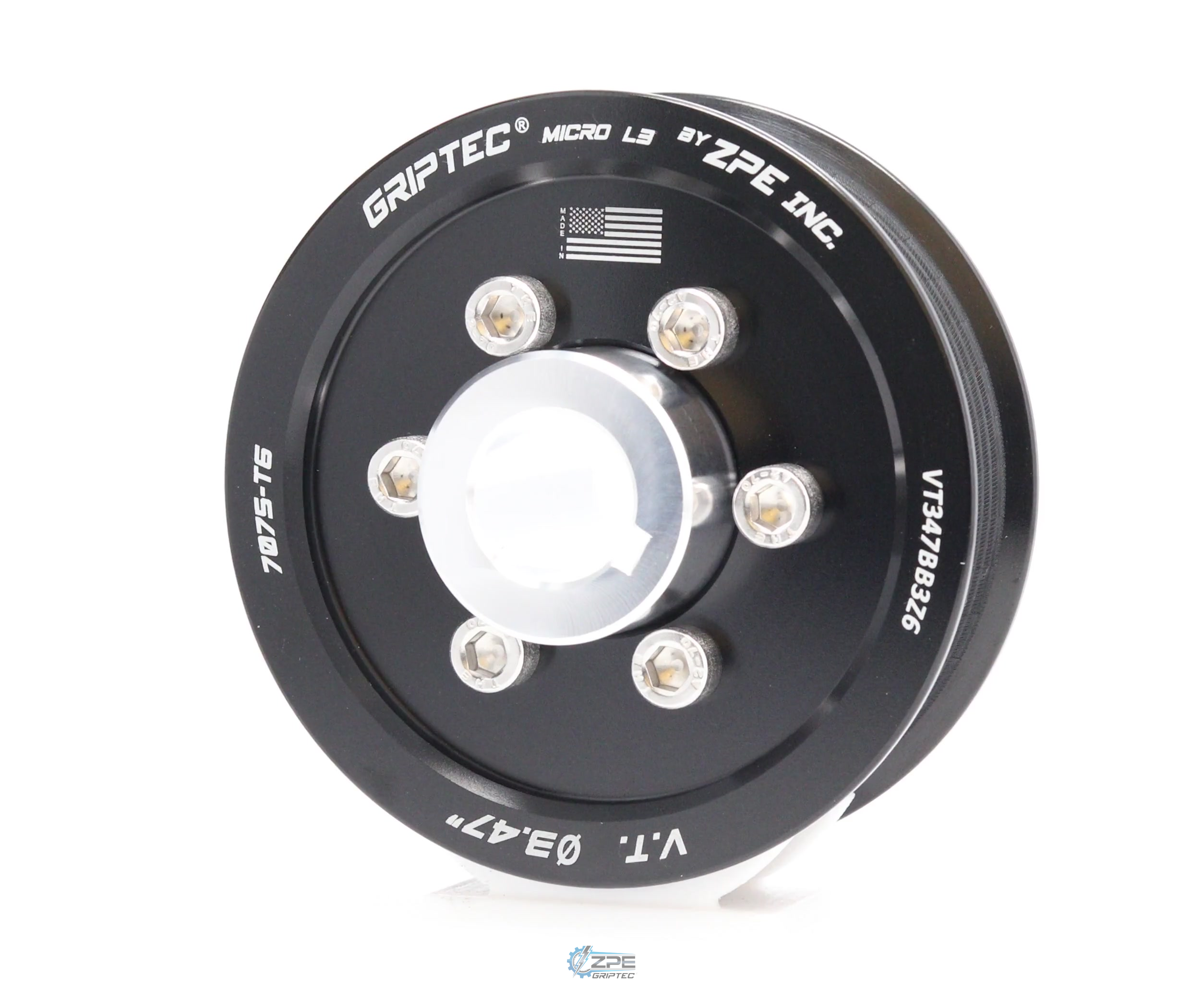3.47" 6 Rib ZPE GripTec® 2pc Vortech YSi/JT/V3 L3 Black Pulley & Hub Kit