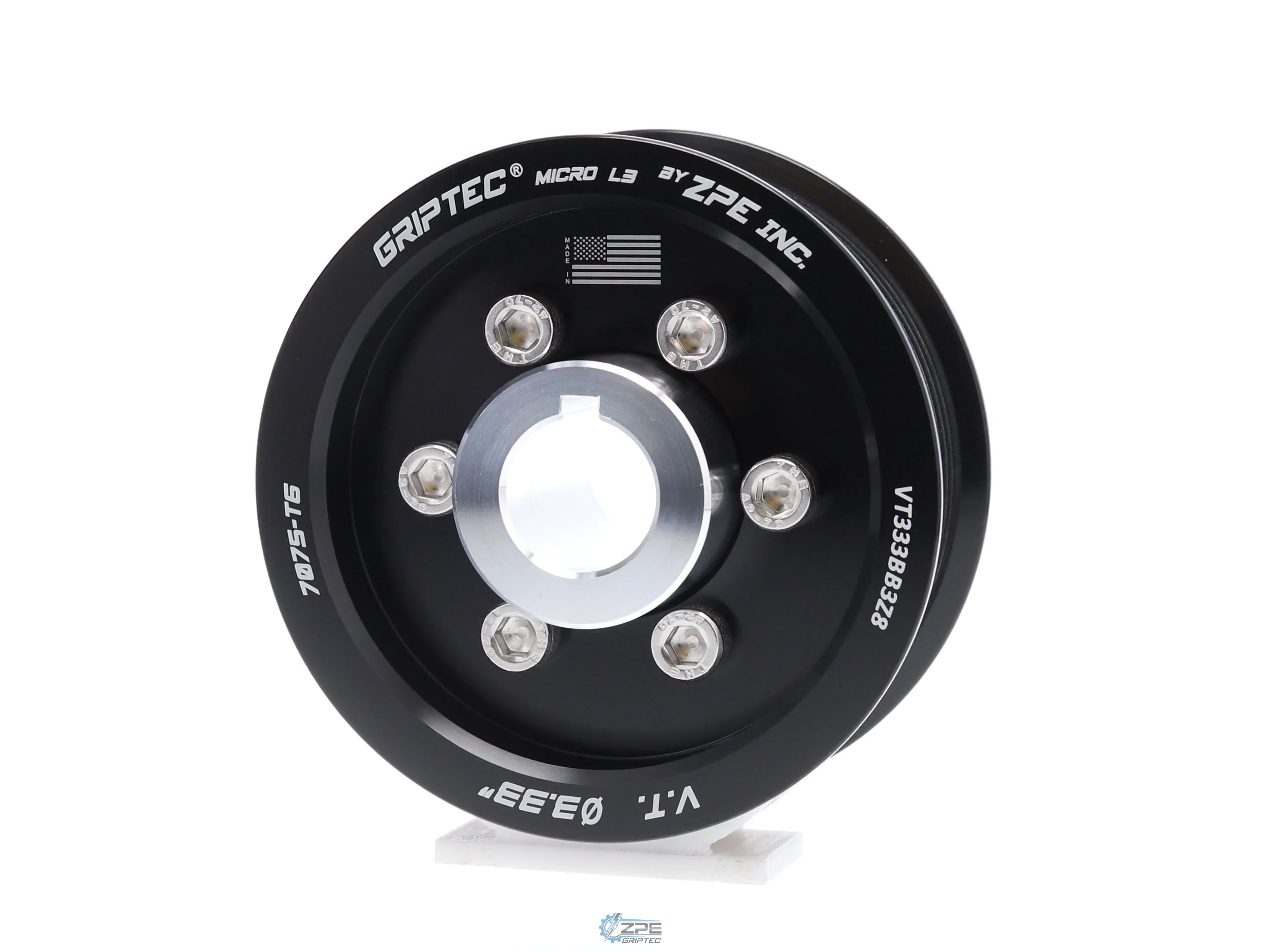 3.33" 8 Rib ZPE GripTec® 2pc Vortech YSi/JT/V3 L3 Black Pulley & Hub Kit
