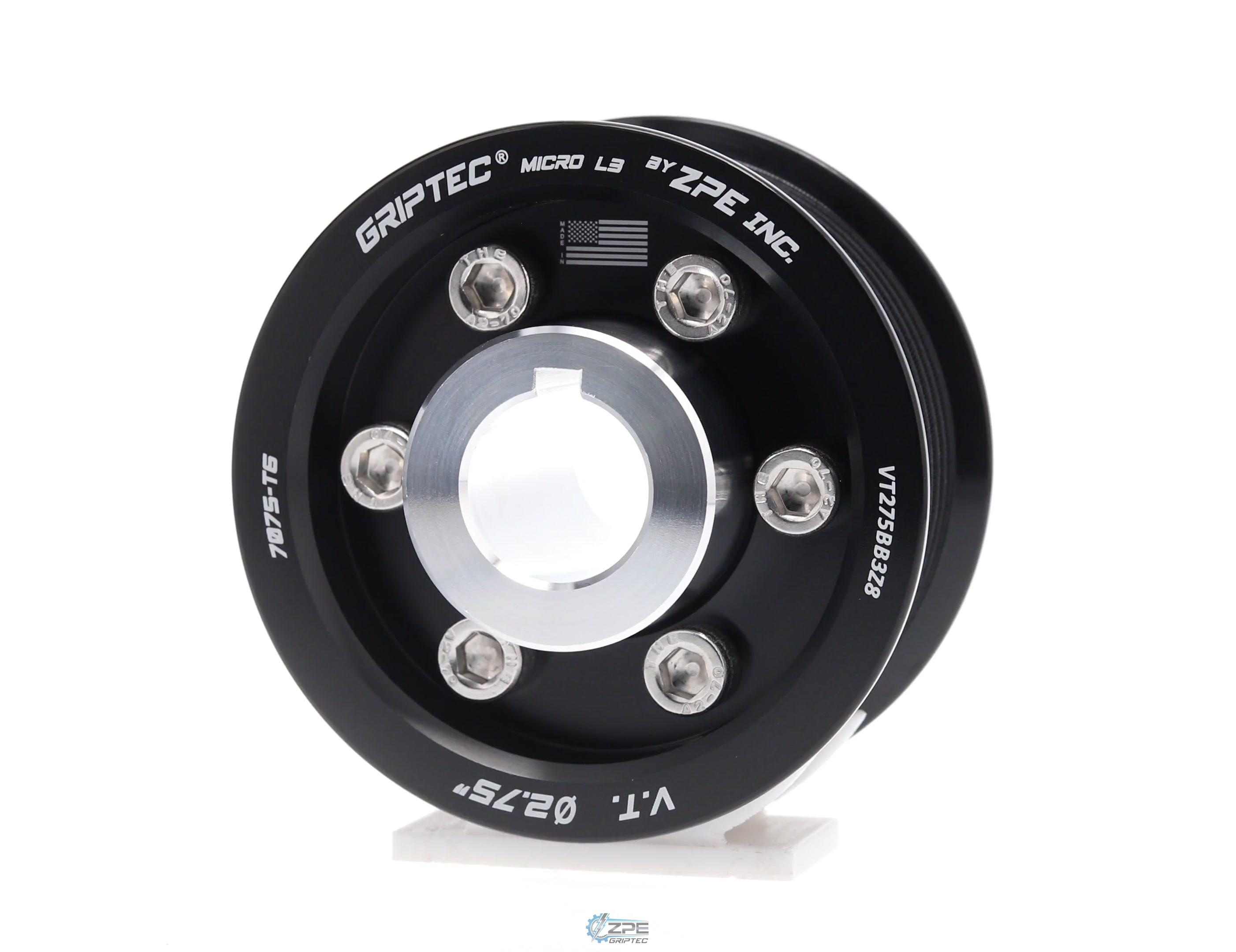 2.75" 8 Rib ZPE GripTec® 2pc Vortech YSi/JT/V3 L3 Black Pulley & Hub Kit