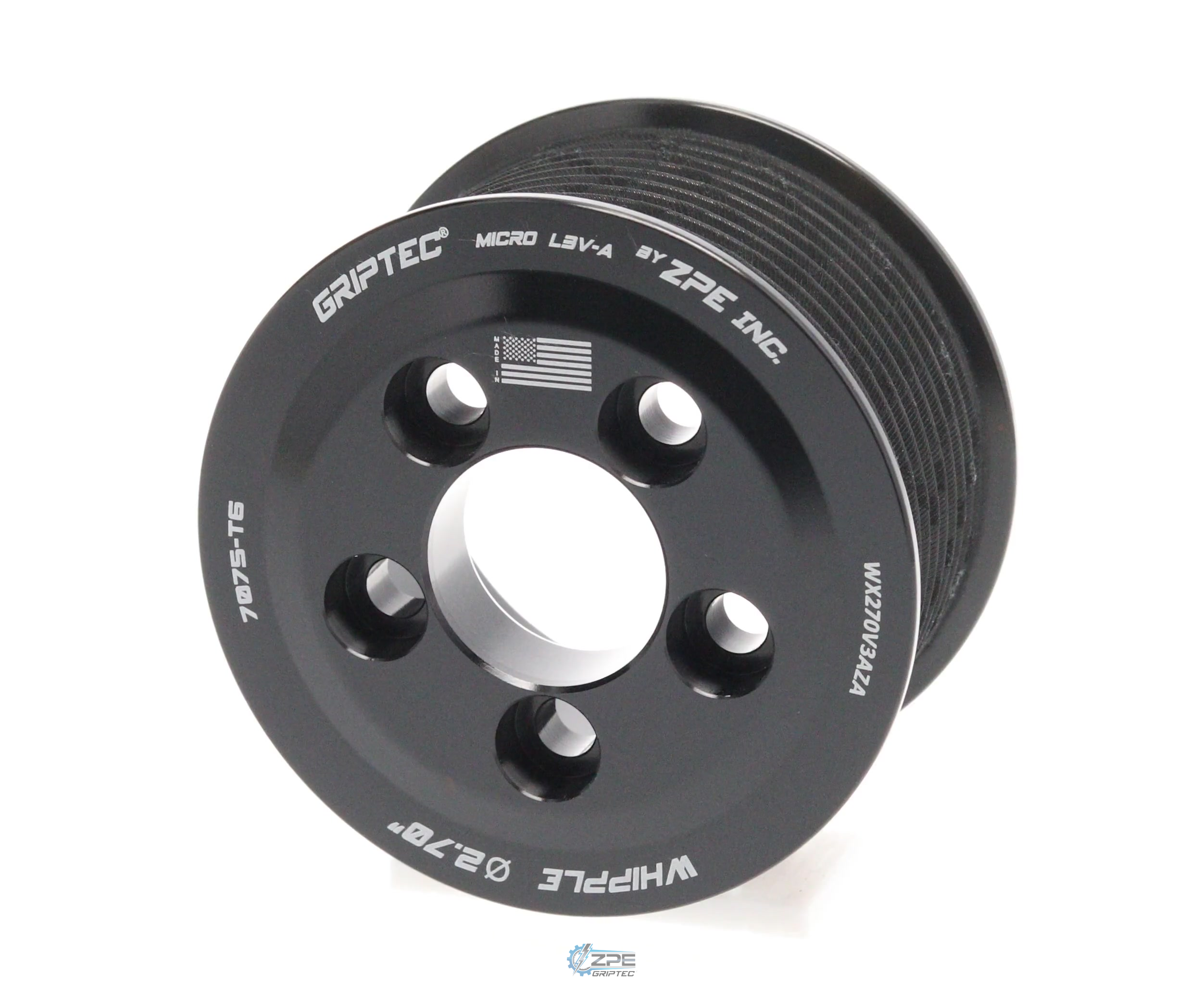 2.70" 10 Rib ZPE GripTec® Whipple 5 Bolt L3V-A Black Pulley Only