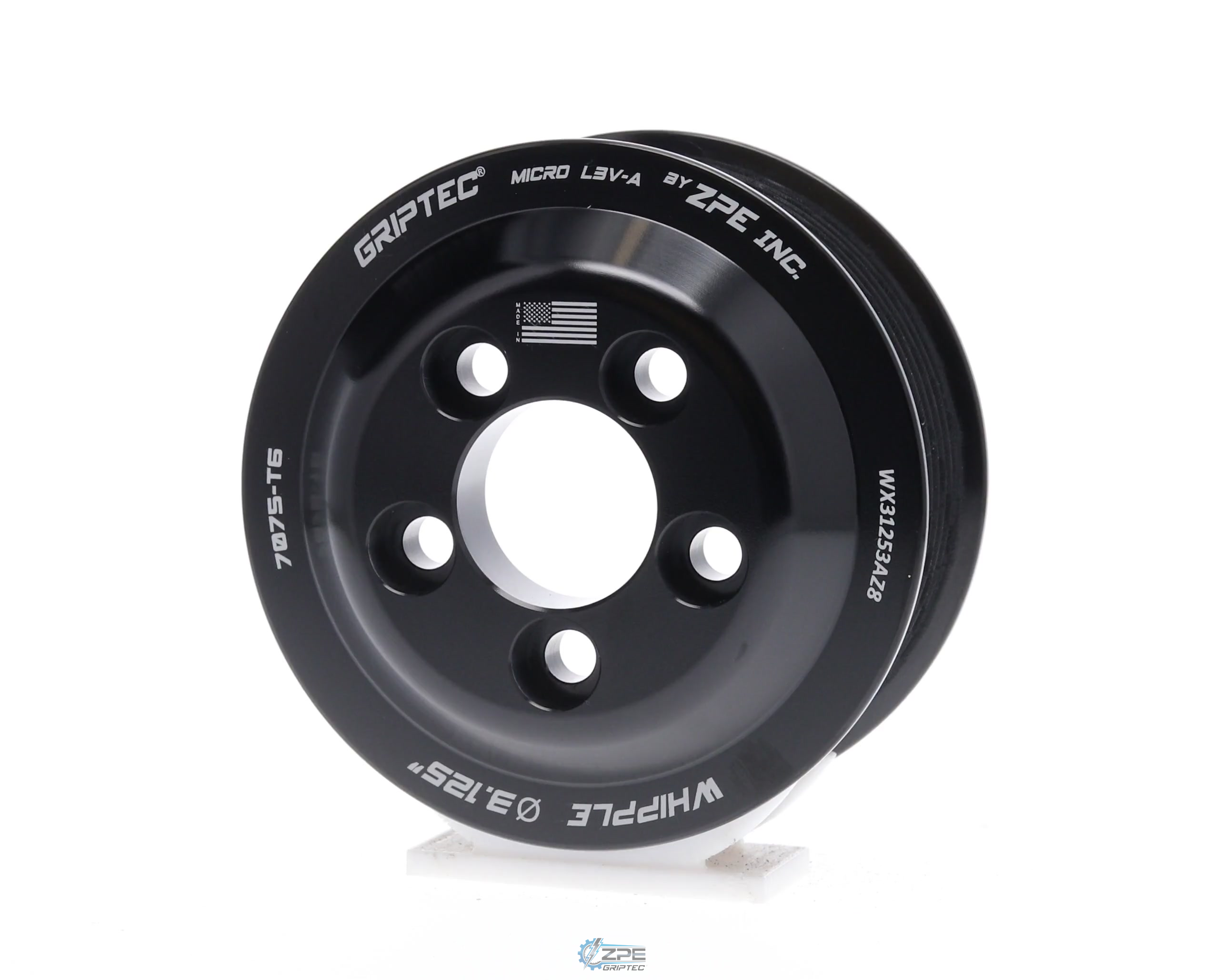 3.125" 8 Rib ZPE GripTec® Whipple 5 Bolt L3V-A Black Pulley Only