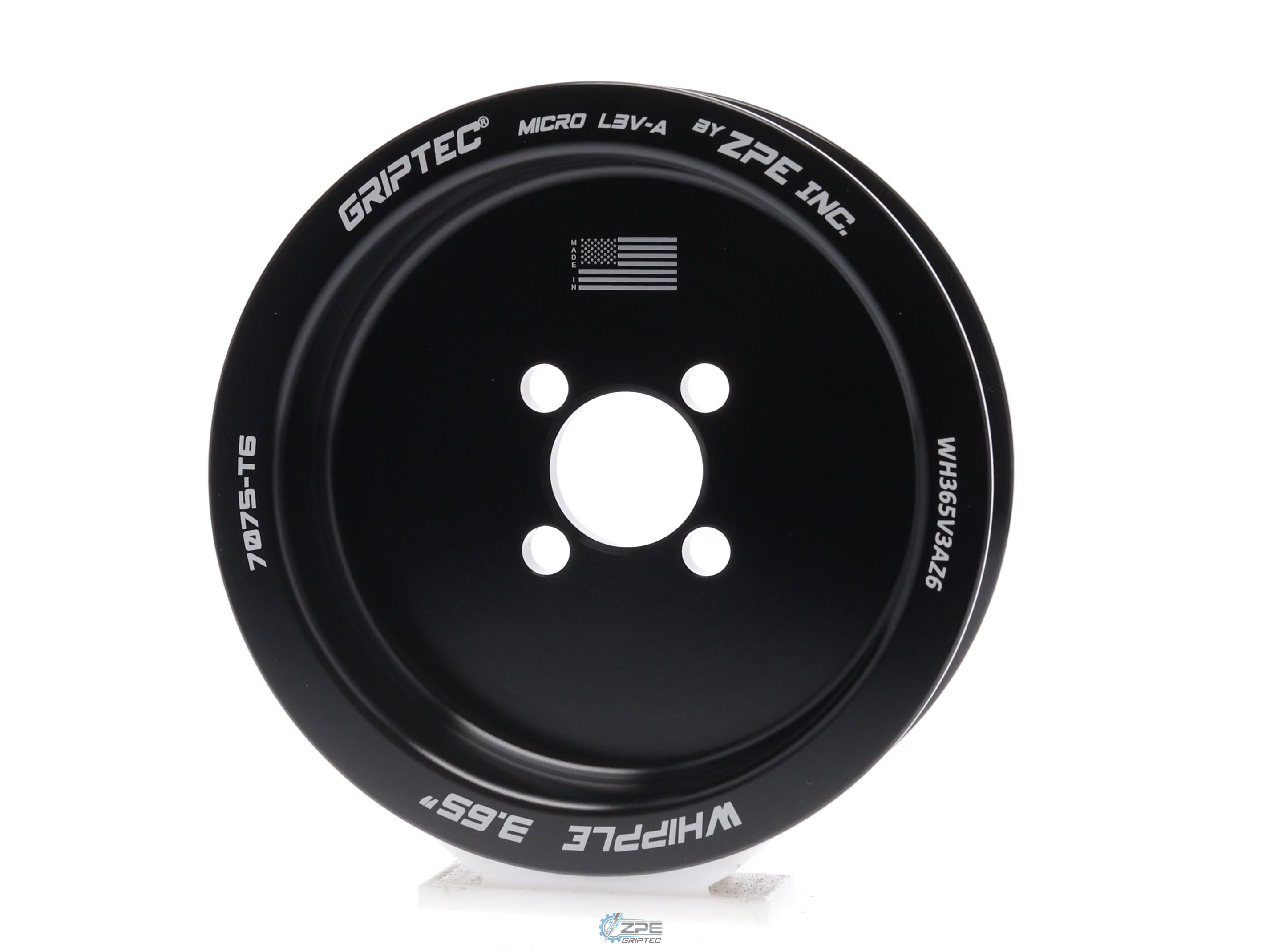 3.65" 6 Rib ZPE GripTec® Whipple Standard L3V-A Black Pulley