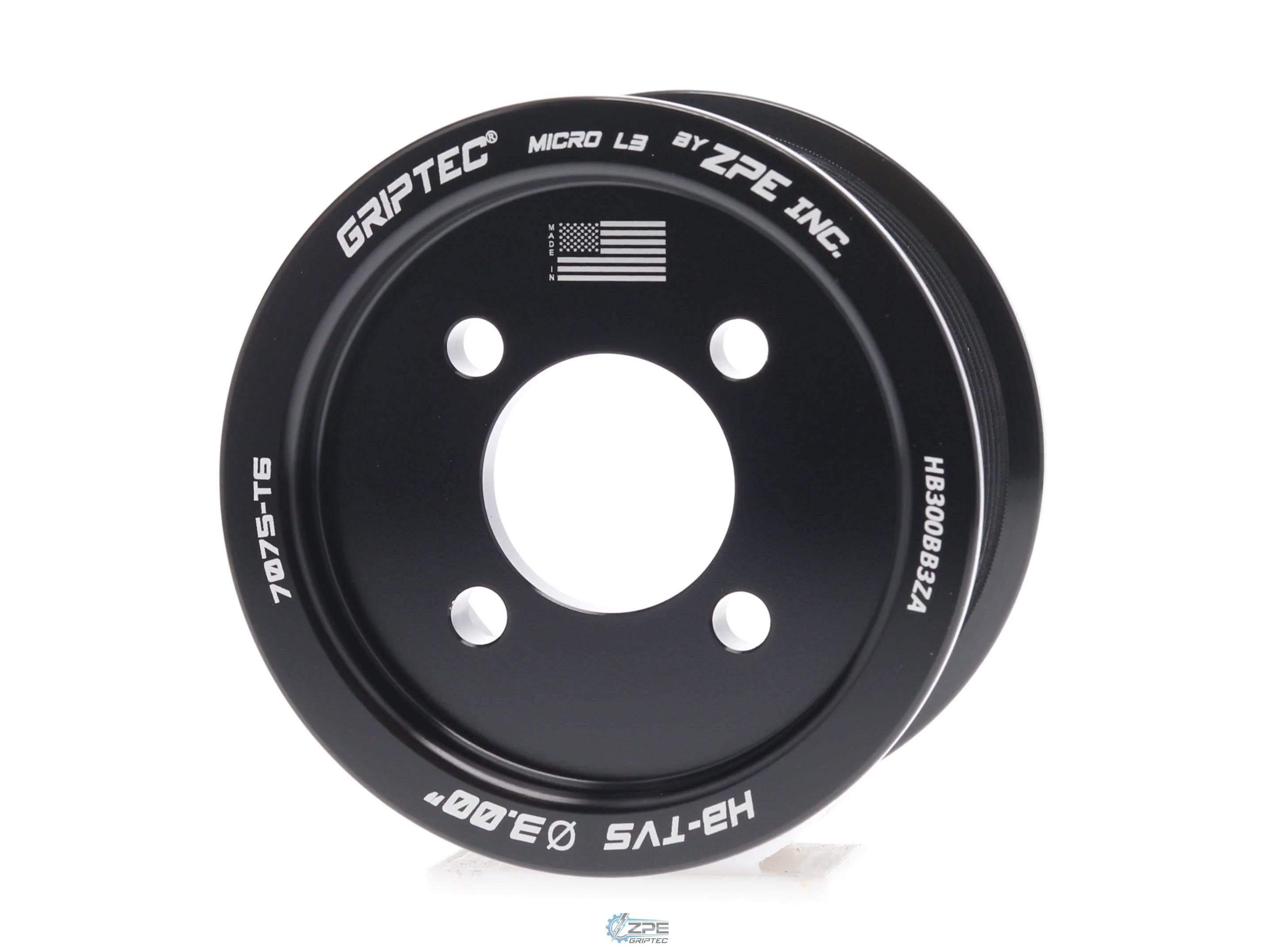 3.00" 10 Rib ZPE GripTec® 2pc Magnuson Heartbeat TVS L3 Black Pulley Only