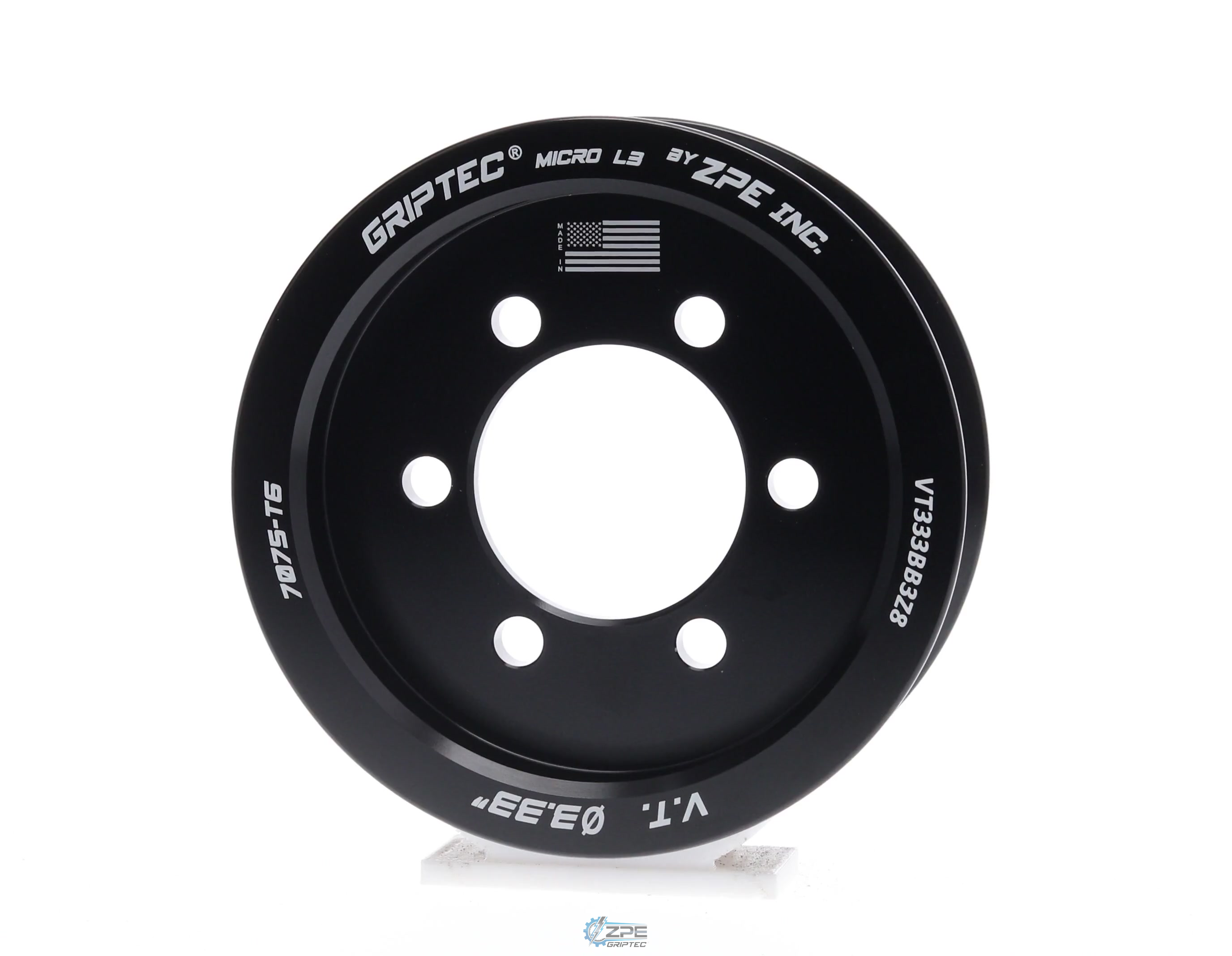 3.33" 8 Rib ZPE GripTec® 2pc Vortech YSi/JT/V3 L3 Black Pulley Only