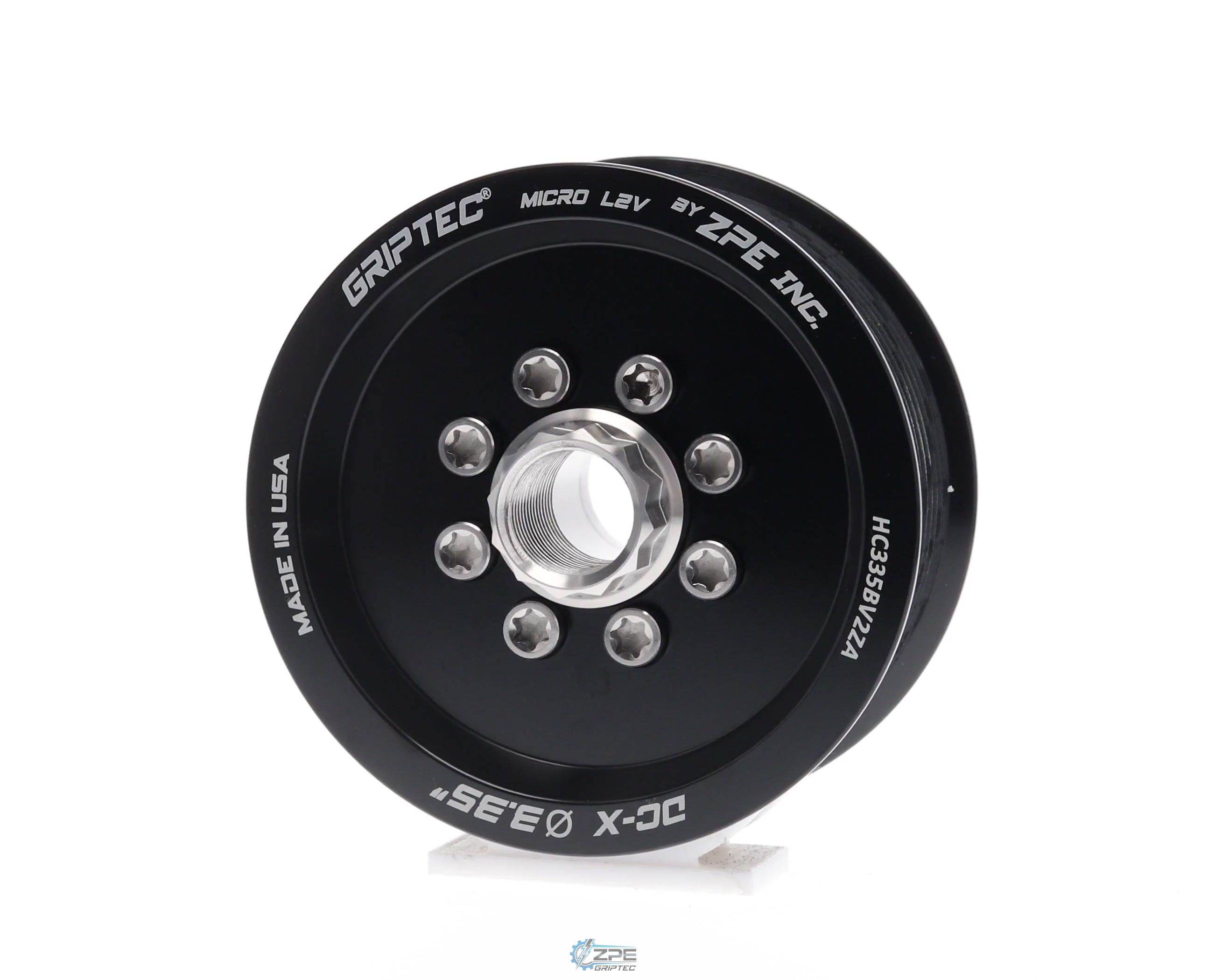 3.35" 10 Rib ZPE GripTec® 2pc HellCat L2V Black Pulley & Hub Kit