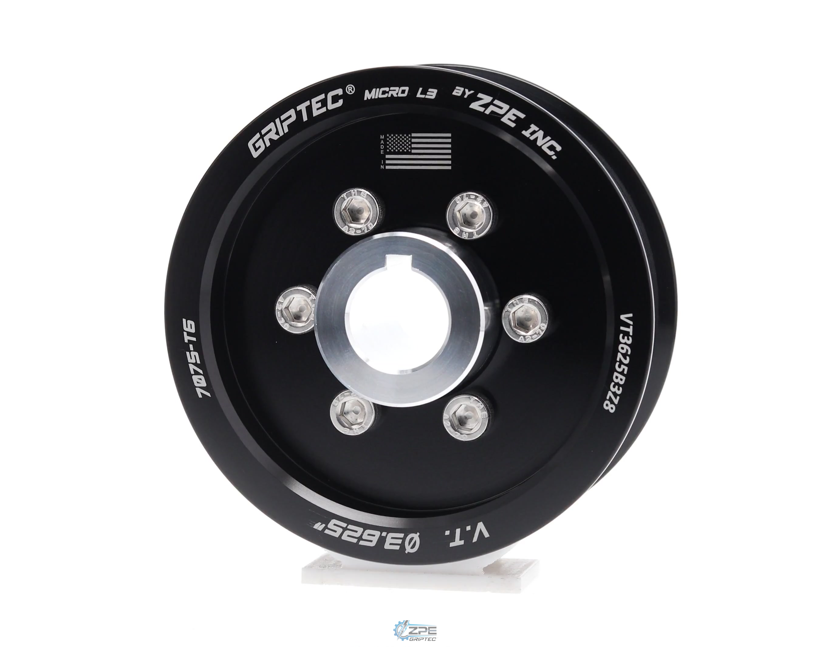 3.625" 8 Rib ZPE GripTec® 2pc Vortech YSi/JT/V3 L3 Black Pulley & Hub Kit