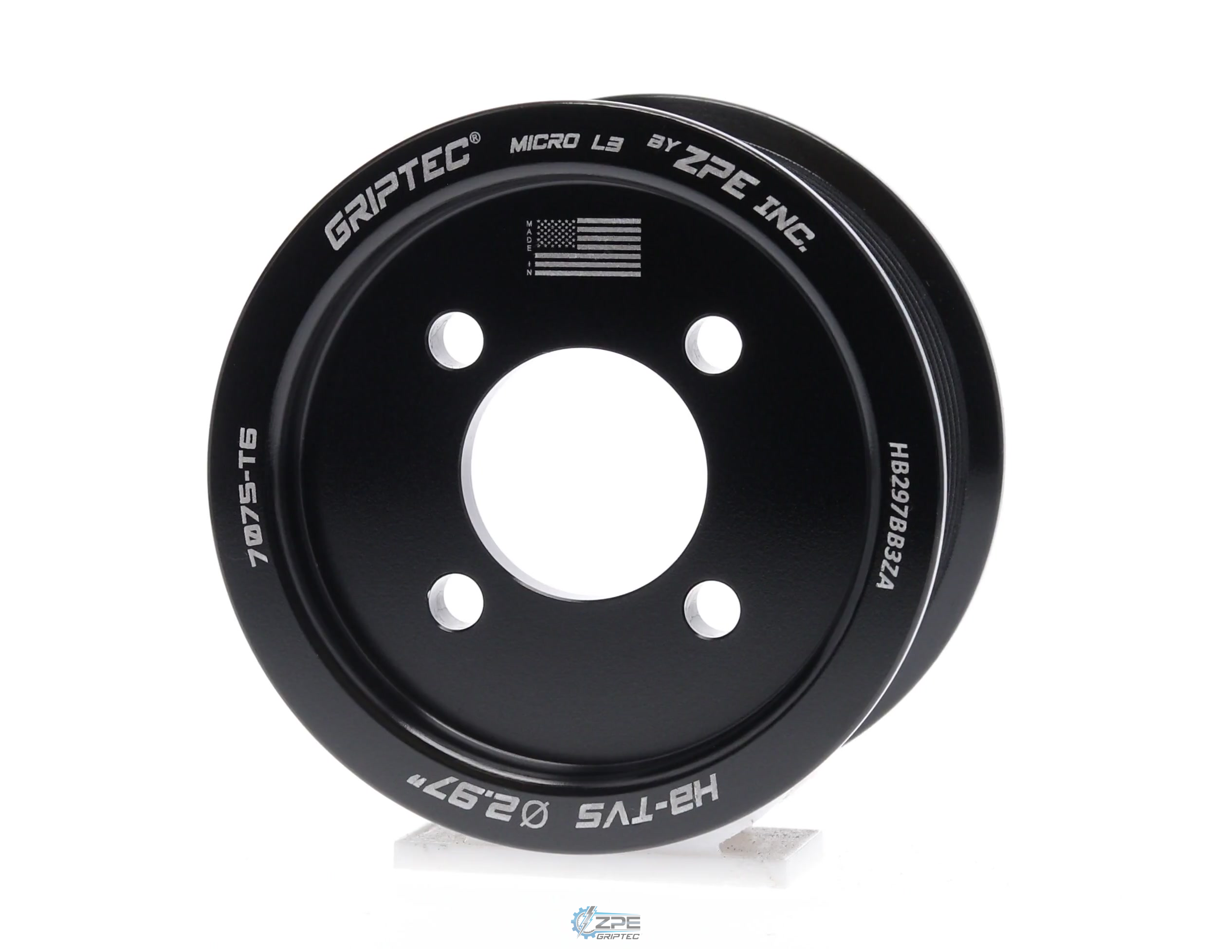 2.97" 10 Rib ZPE GripTec® 2pc Magnuson Heartbeat TVS L3 Black Pulley Only