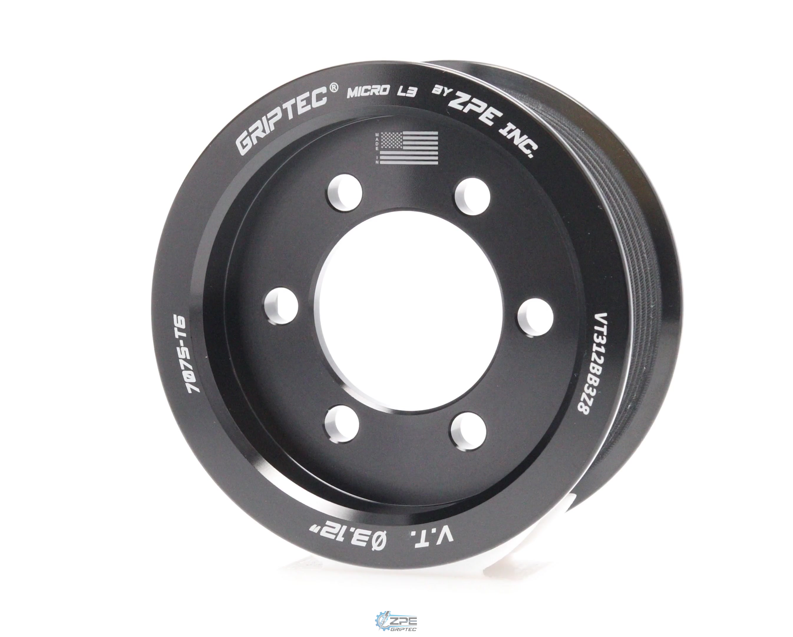 3.12" 8 Rib ZPE GripTec® 2pc Vortech YSi/JT/V3 L3 Black Pulley Only