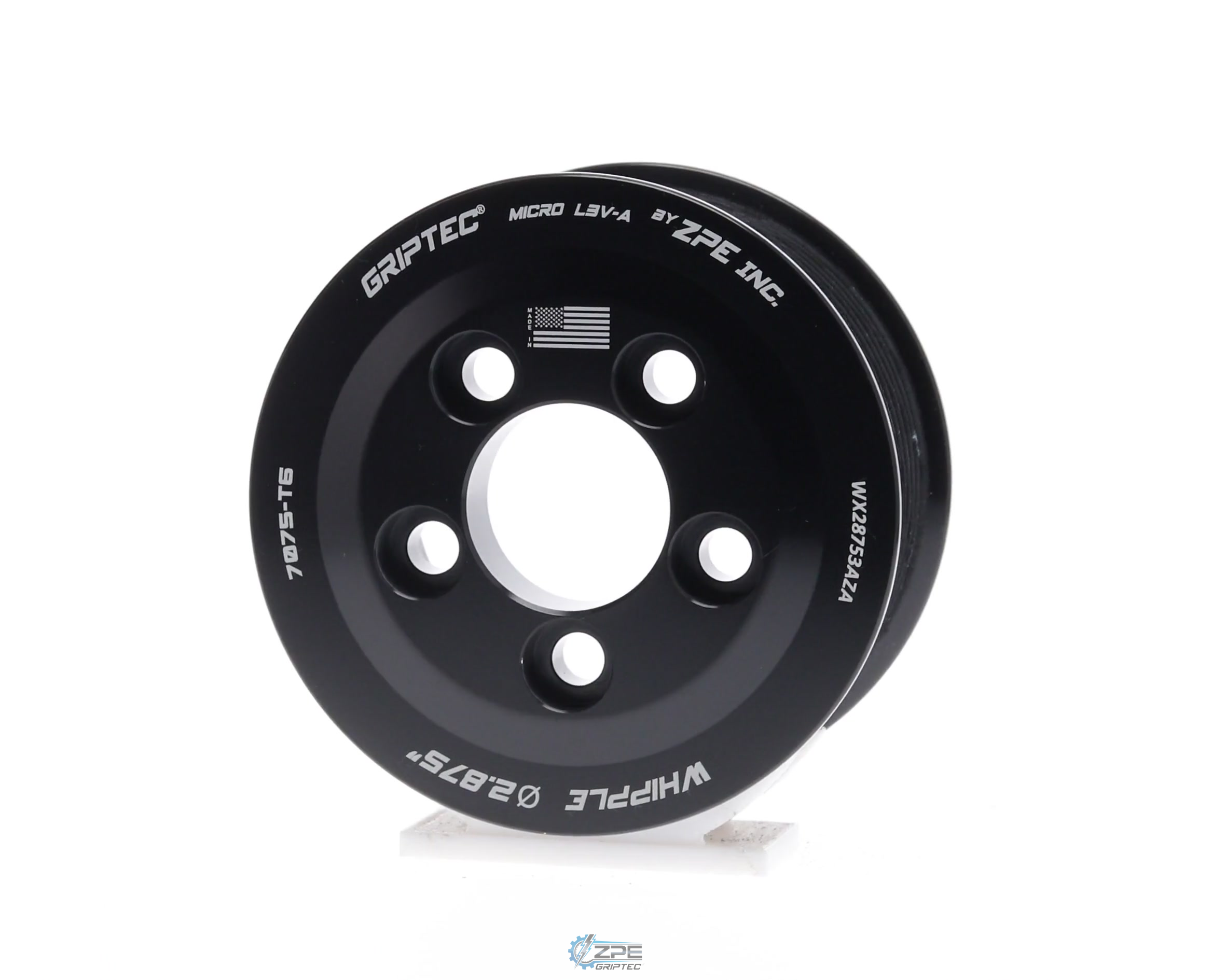 2.875" 10 Rib ZPE GripTec® Whipple 5 Bolt L3V-A Black Pulley Only