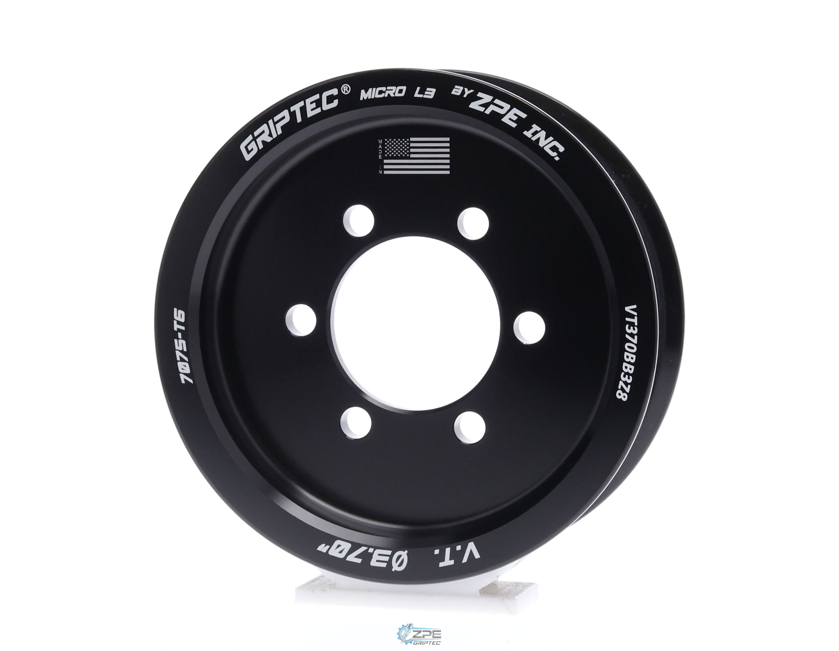 3.70" 8 Rib ZPE GripTec® 2pc Vortech YSi/JT/V3 L3 Black Pulley Only