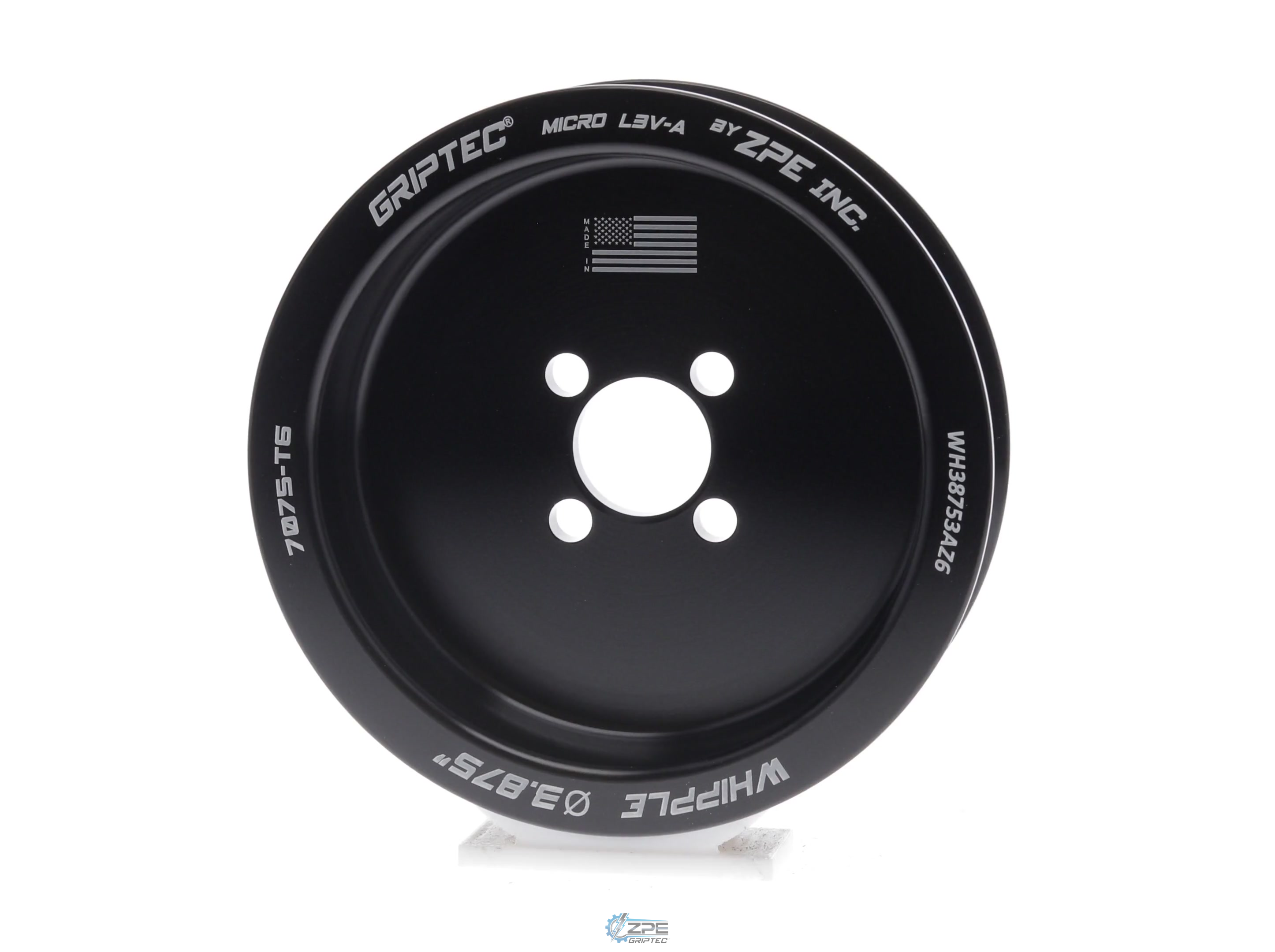 3.875" 6 Rib ZPE GripTec® Whipple Standard L3V-A Black Pulley
