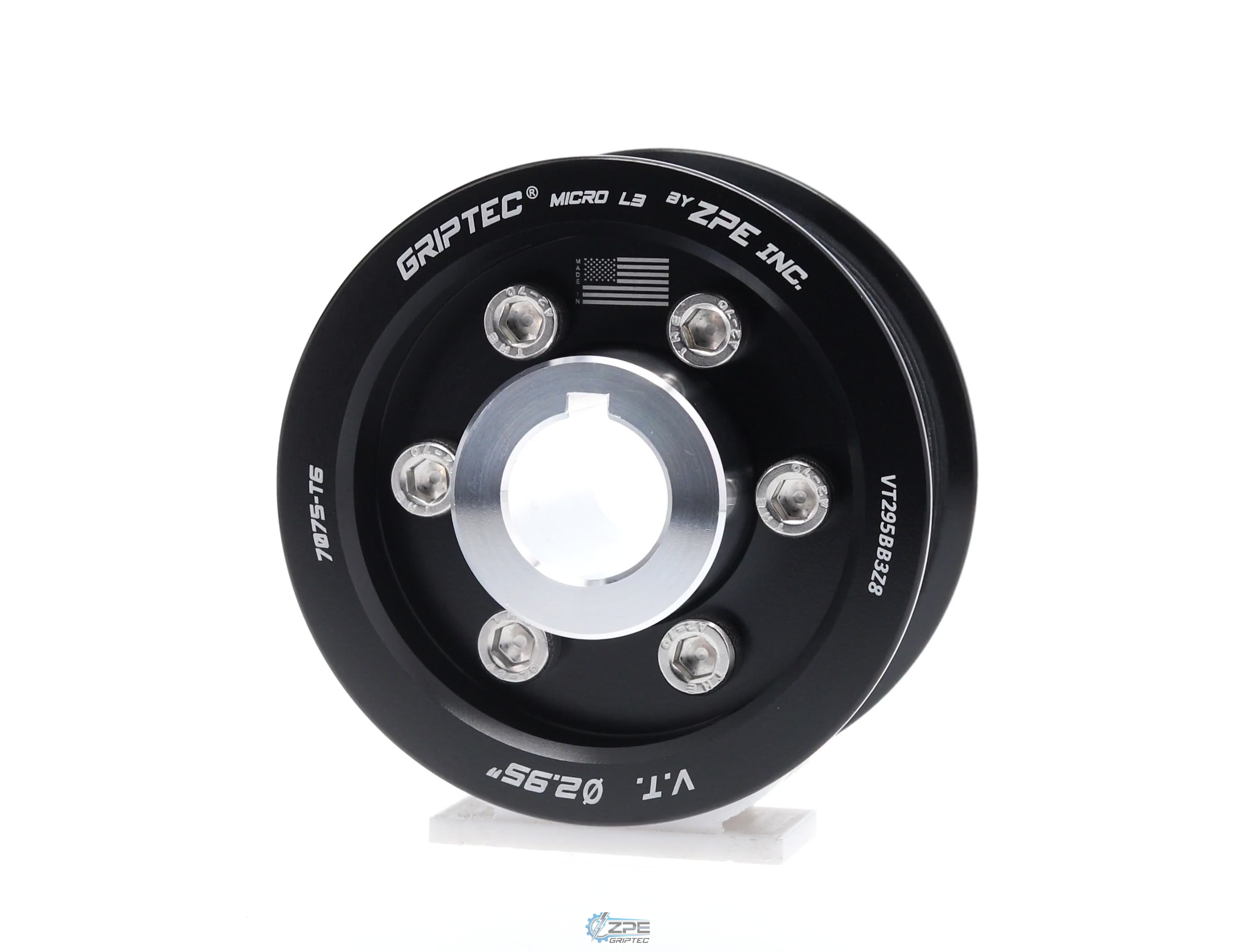 2.95" 8 Rib ZPE GripTec® 2pc Vortech YSi/JT/V3 L3 Black Pulley & Hub Kit