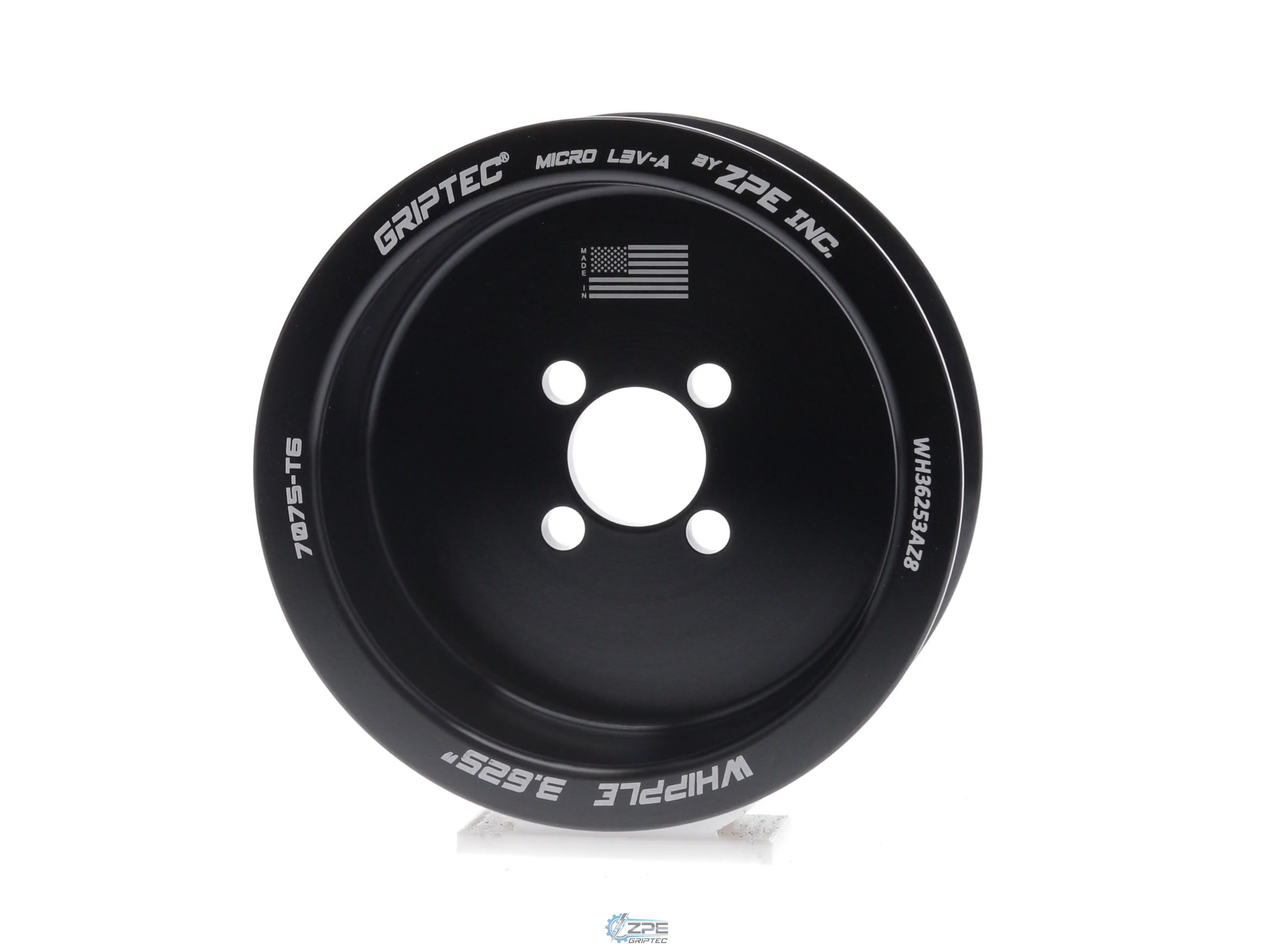 3.625" 8 Rib ZPE GripTec® Whipple Standard L3V-A Black Pulley