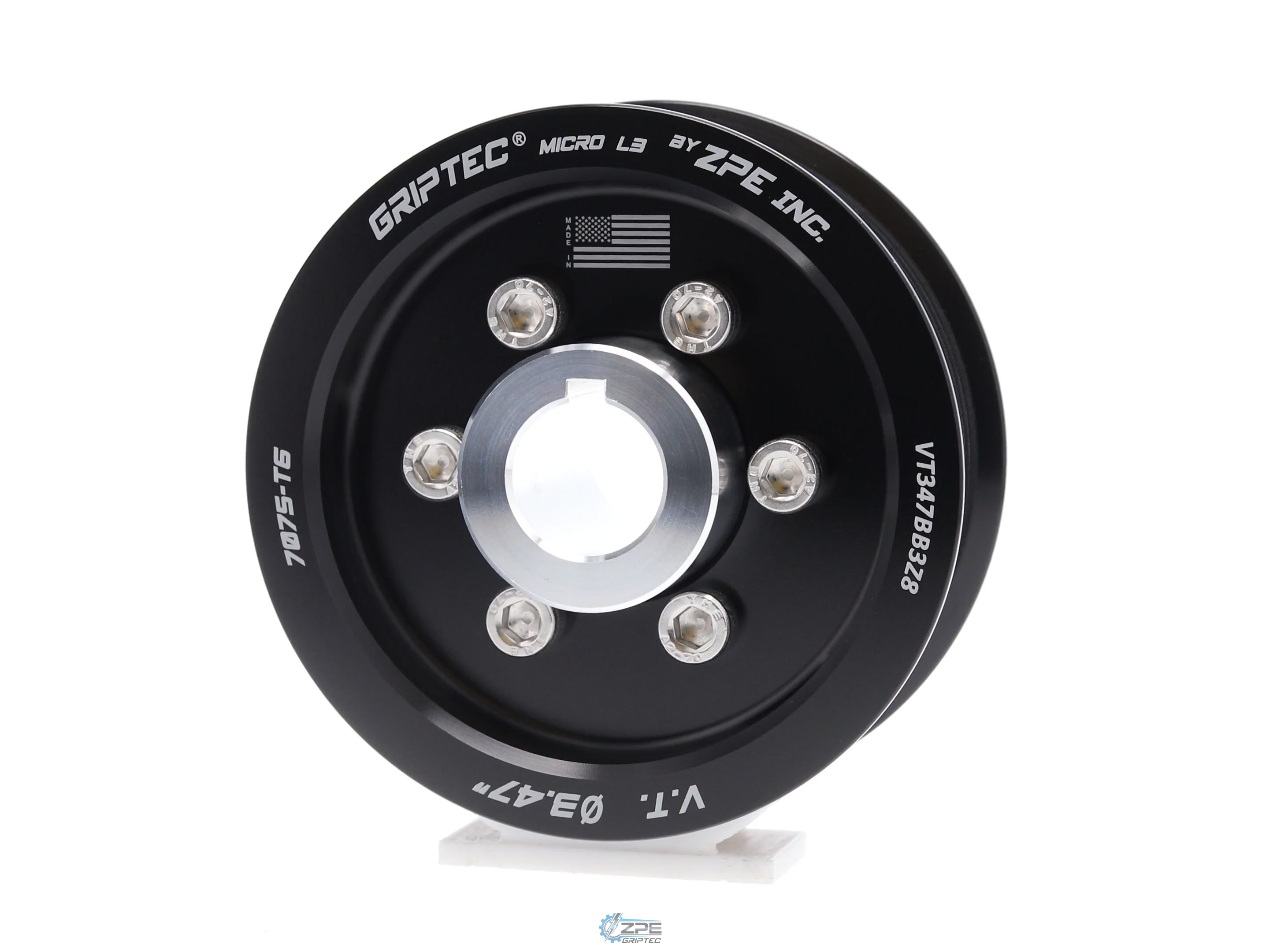 3.47" 8 Rib ZPE GripTec® 2pc Vortech YSi/JT/V3 L3 Black Pulley & Hub Kit