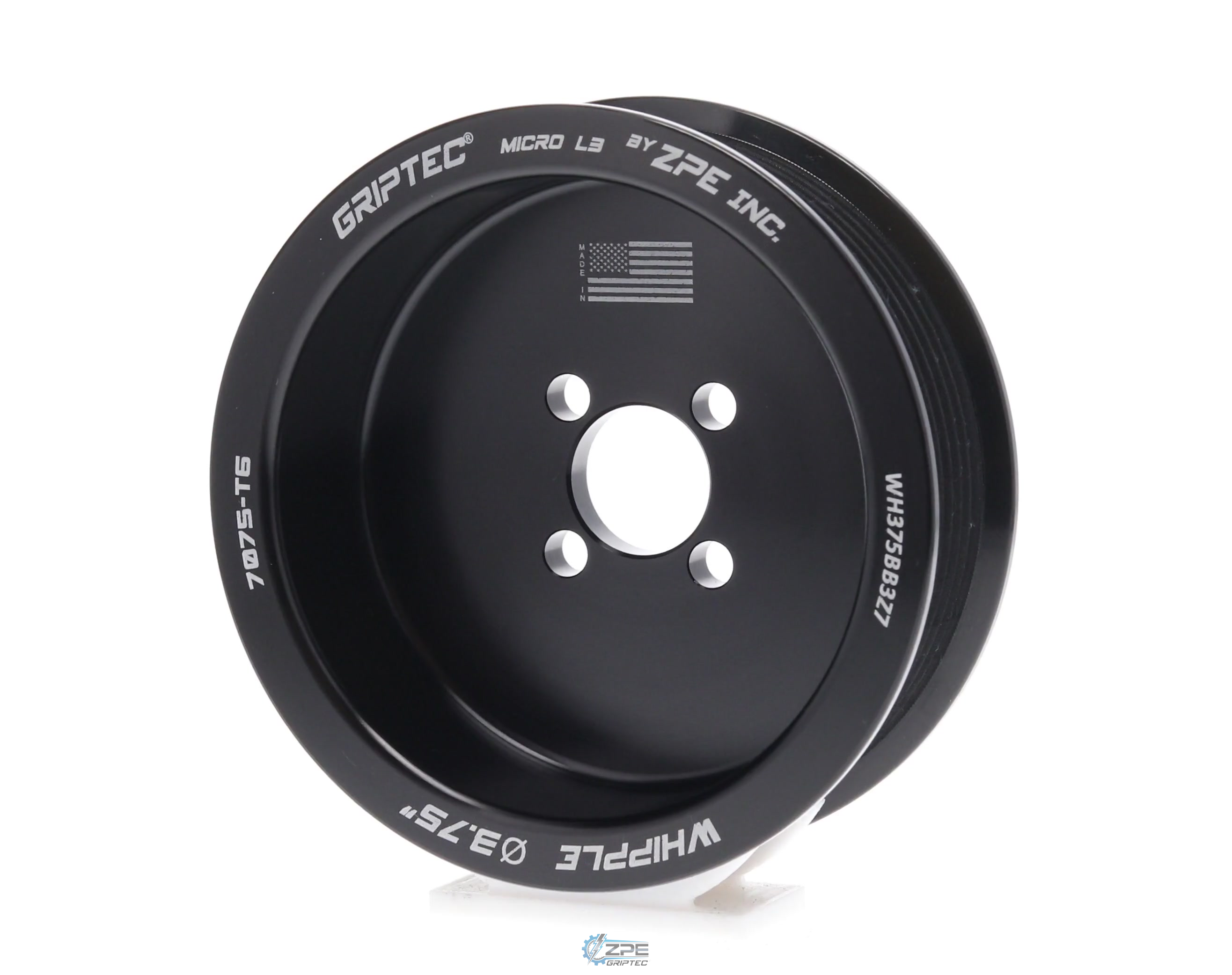 3.75" 7 Rib ZPE GripTec® Whipple Standard L3V-A Black Pulley