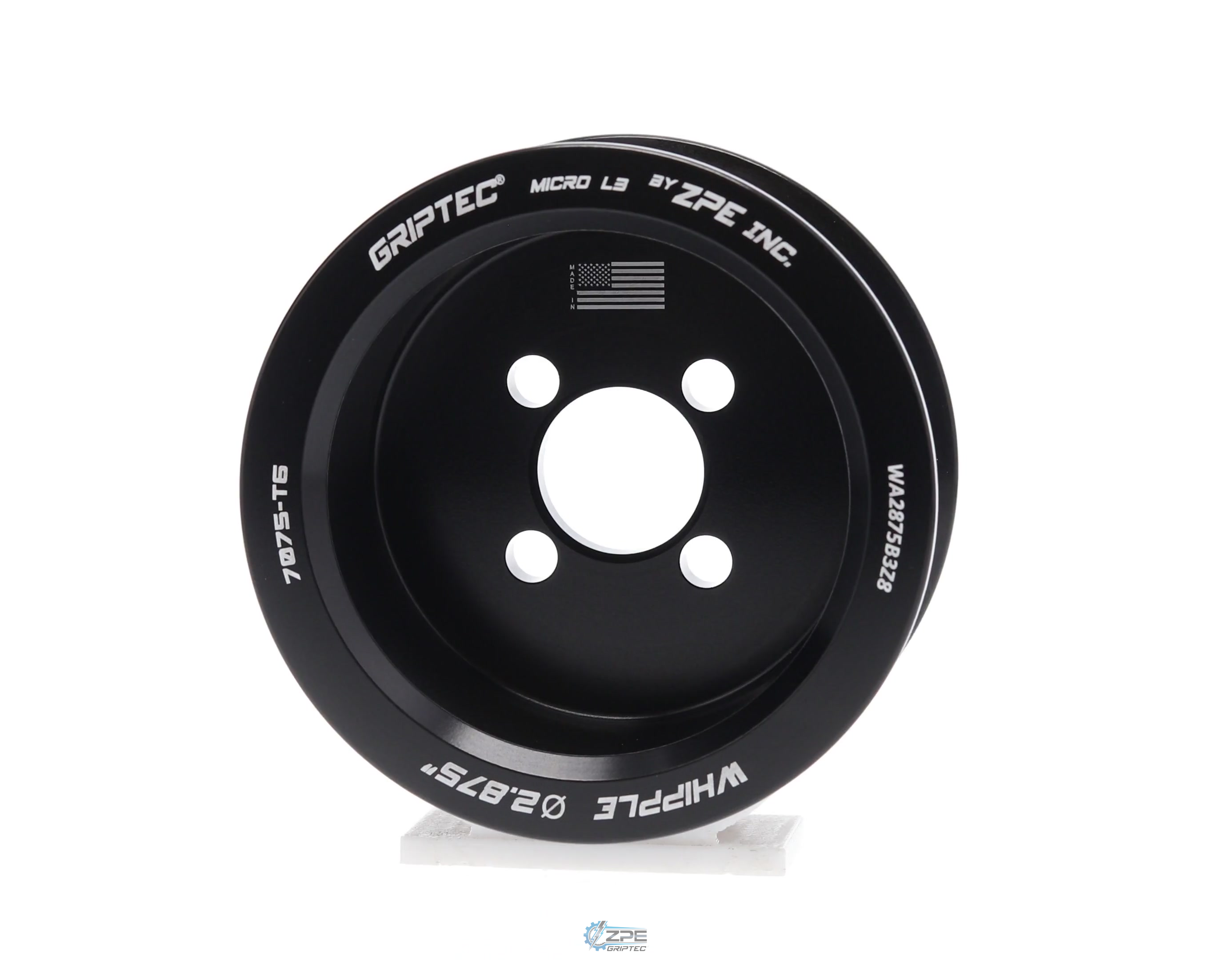 2.875" 8 Rib ZPE GripTec® Whipple Cobra L3 Black Pulley