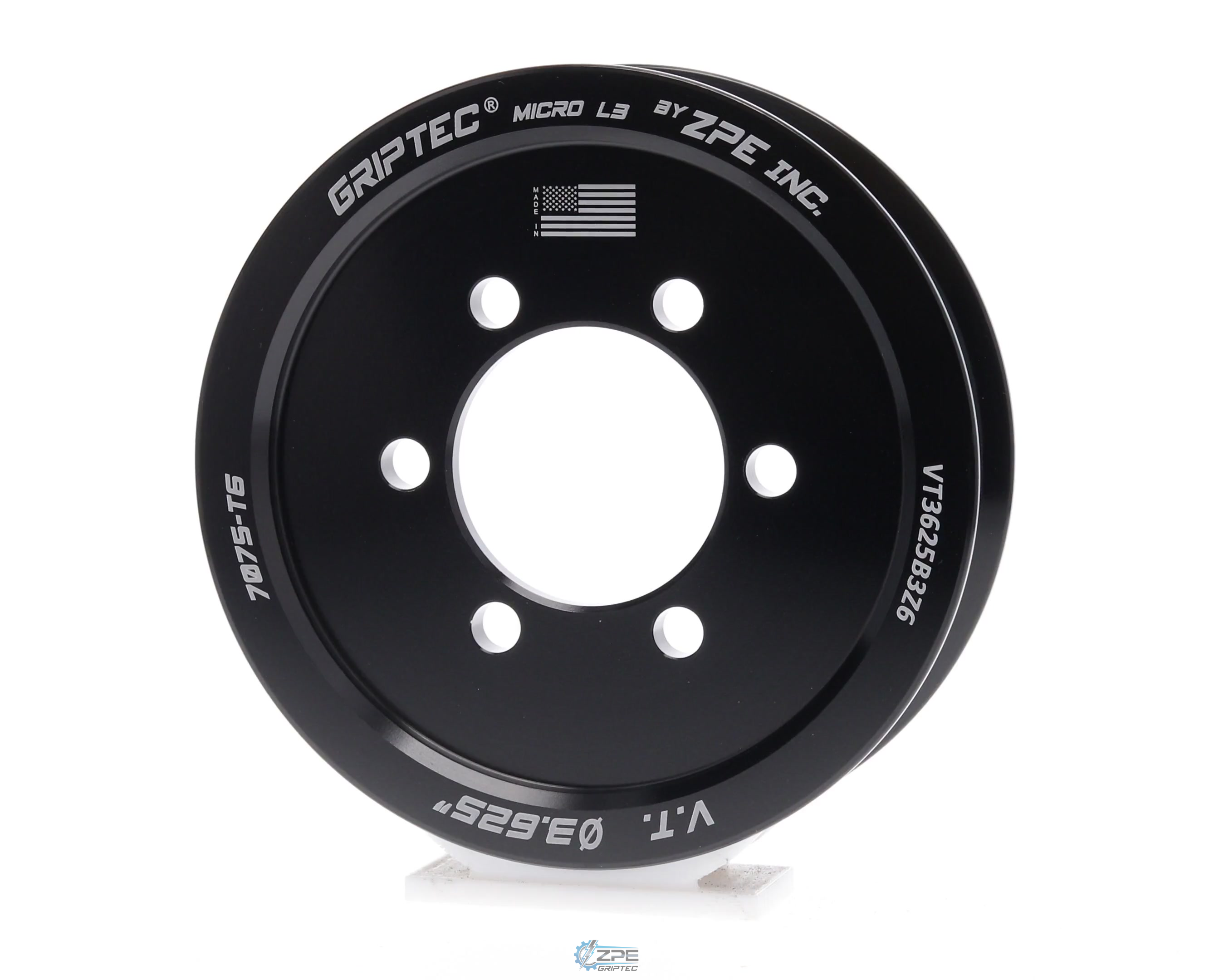 3.625" 6 Rib ZPE GripTec® 2pc Vortech YSi/JT/V3 L3 Black Pulley Only