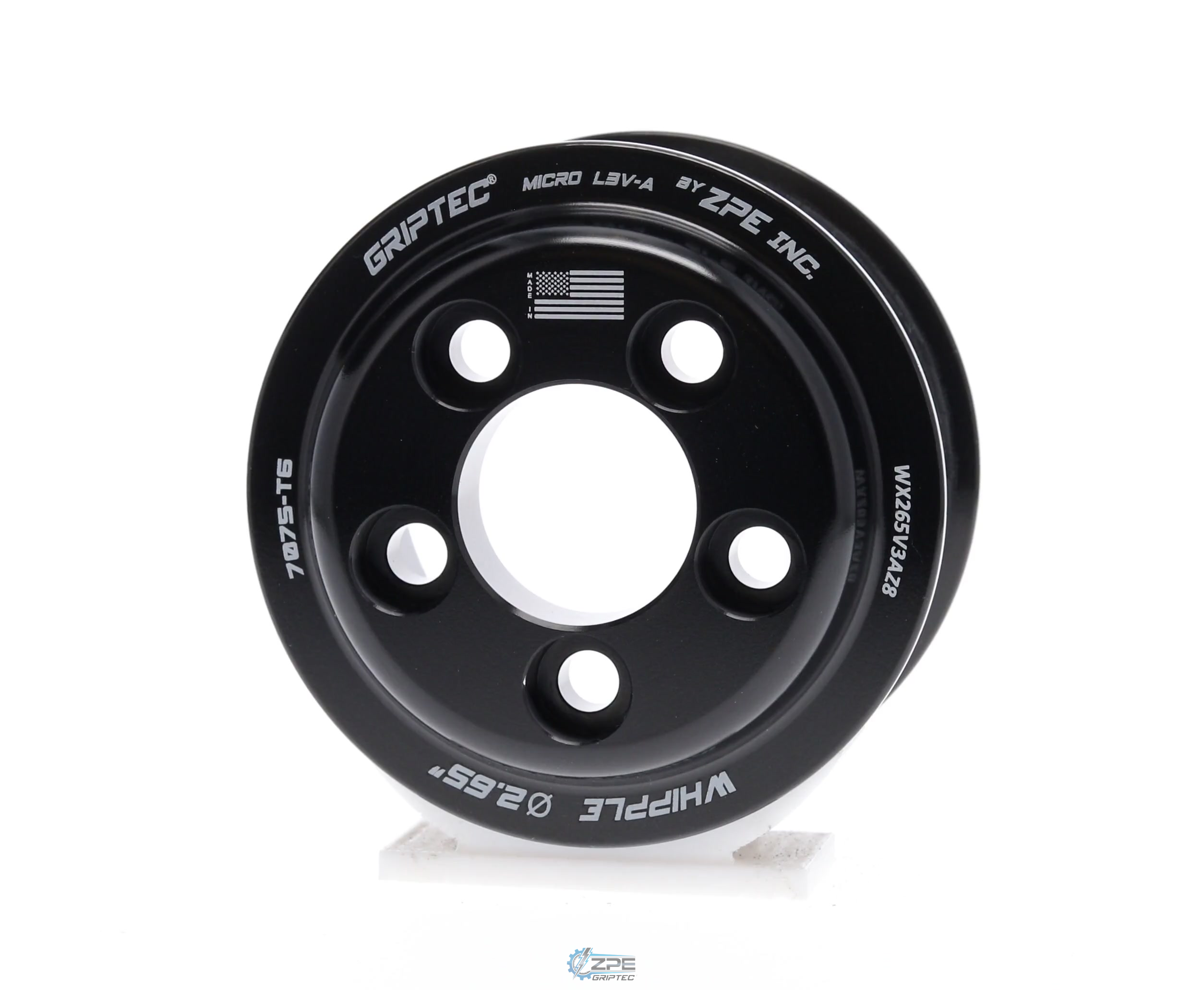 2.65" 8 Rib ZPE GripTec® Whipple 5 Bolt L3V-A Black Pulley Only
