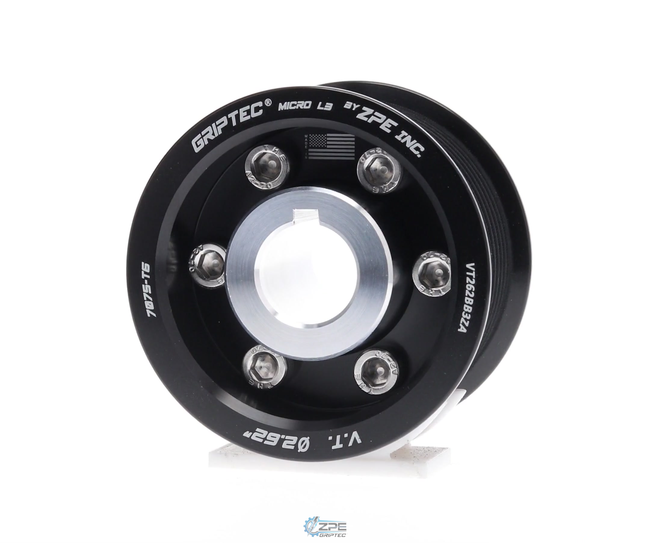 2.62" 10 Rib ZPE GripTec® 2pc Vortech YSi/JT/V3 L3 Black Pulley & Hub Kit