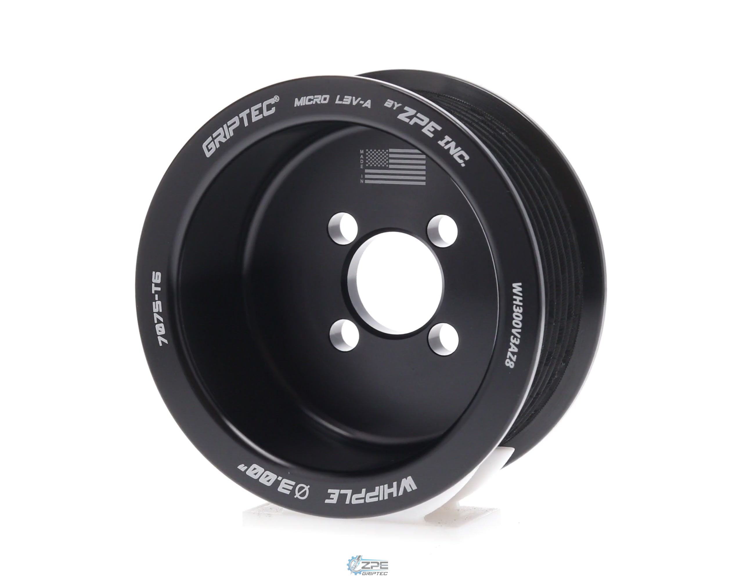 3.00" 8 Rib ZPE GripTec® Whipple Standard L3V-A Black Pulley