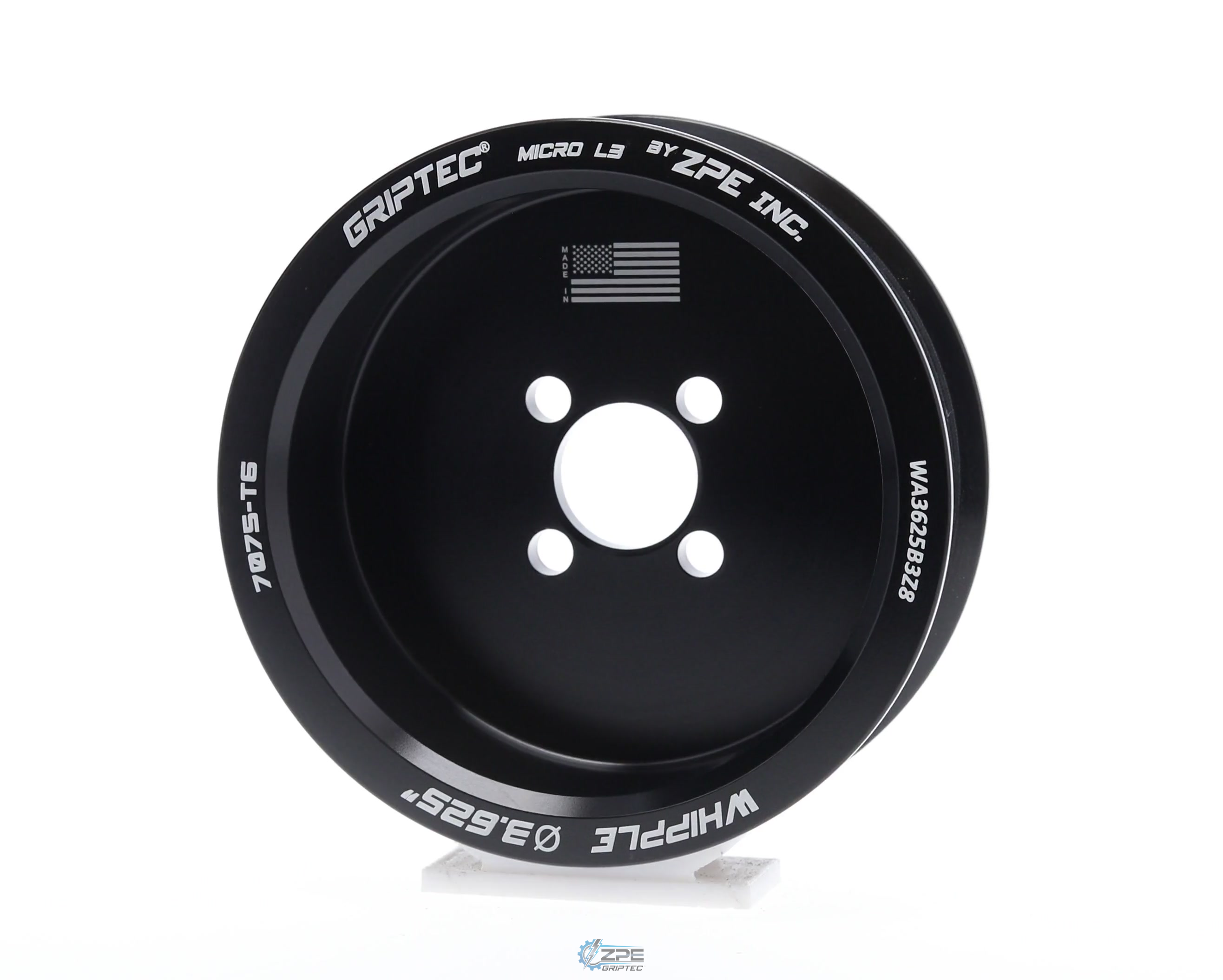 3.625" 8 Rib ZPE GripTec® Whipple Cobra L3 Black Pulley